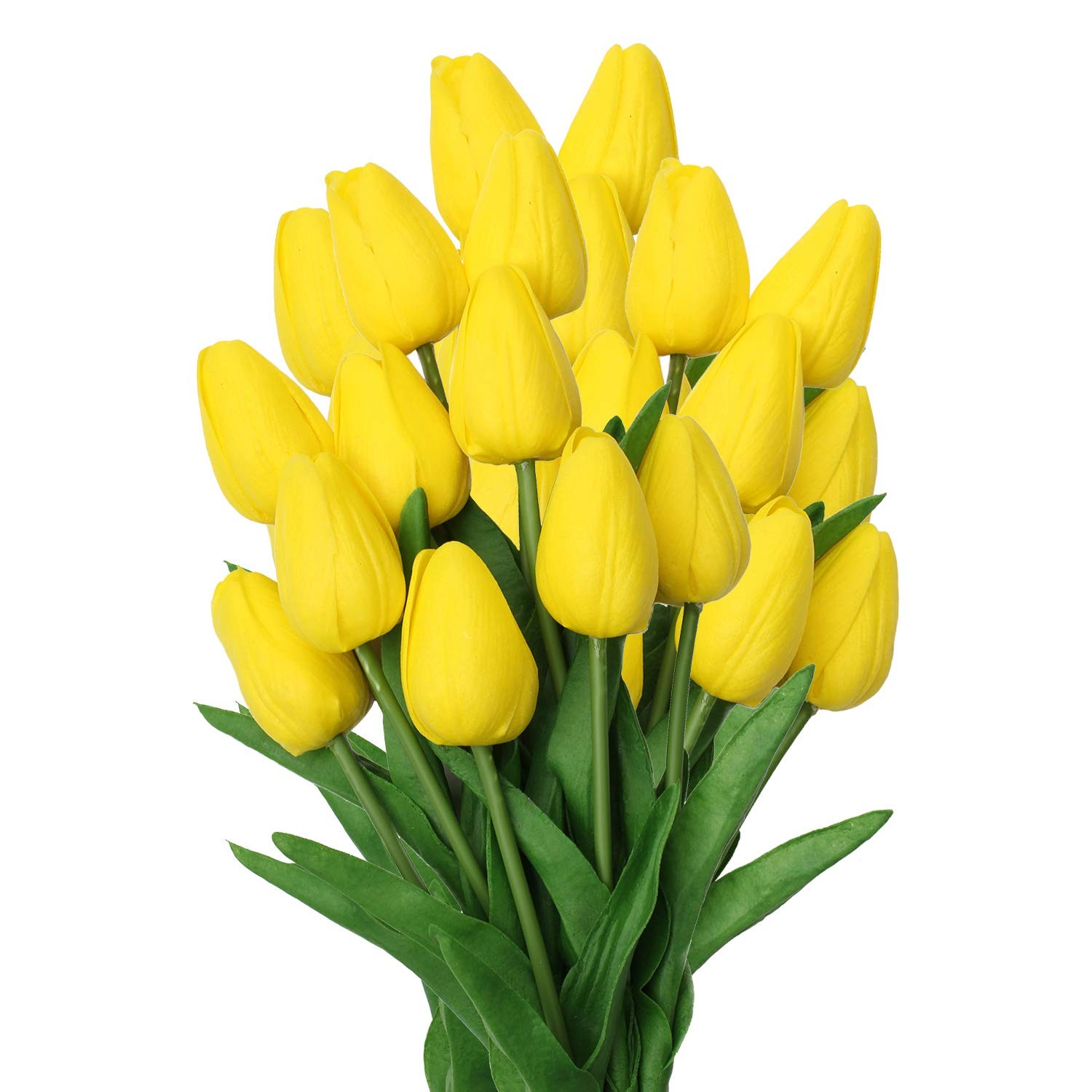 10 Pcs Yellow Tulips Artificial Flowers Real Touch Mother’s Day 13.5 Inch