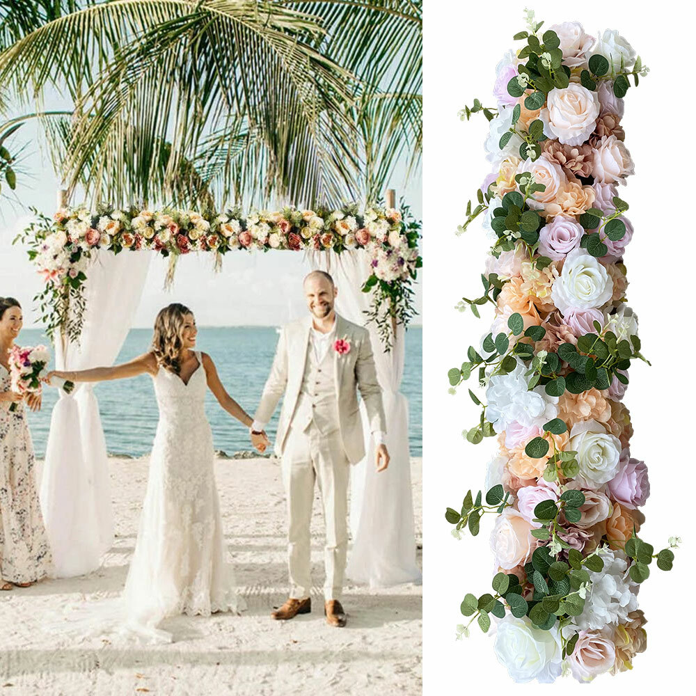 Artificial Flower Row Wedding Arch Flowers Draping Floral Garland Silk Vines New