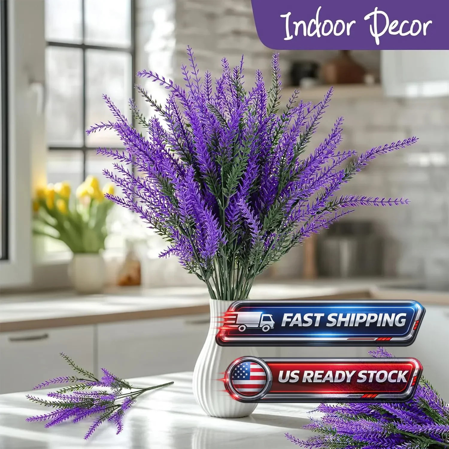 8 Bundles Artificial Flowers for Outdoors UV Resistant Fake Plastic Plants Faux
