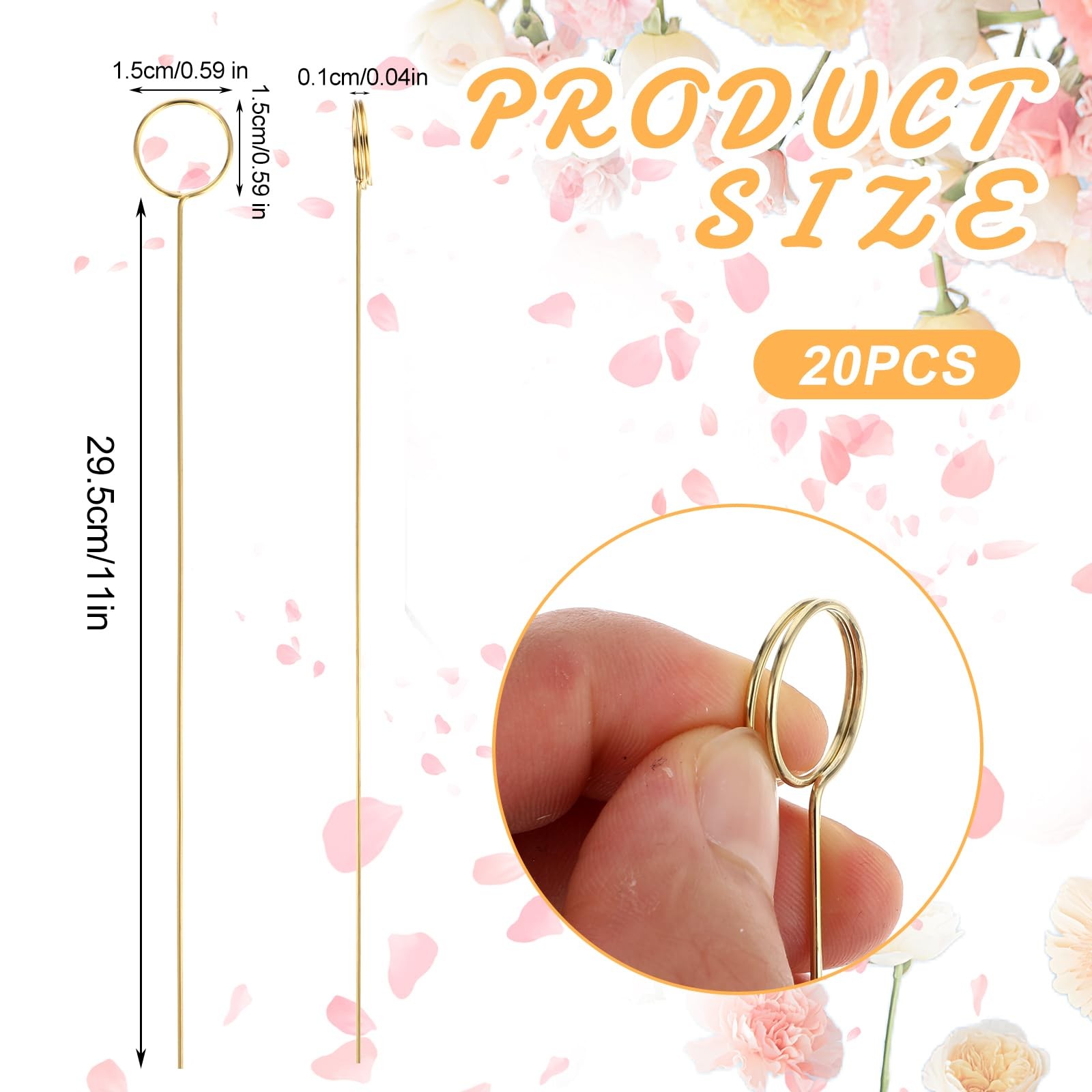 20 Pcs Table Number Holders Gold Place Card Holders for Tables Metal Floral P…