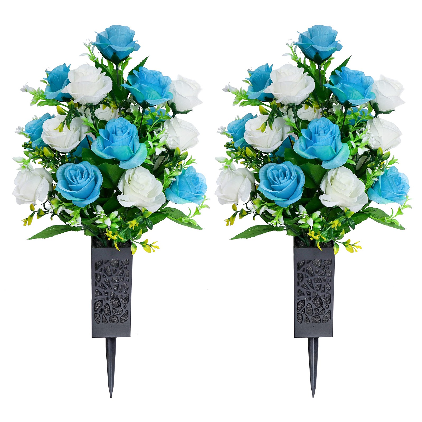 2 Sets Artificial Cemetery Flowers,Memorial Flowers,Beautiful Arrangements fo…