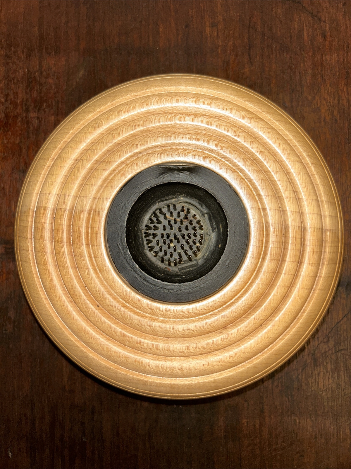 Round Solid Maple Wood Flower Frog