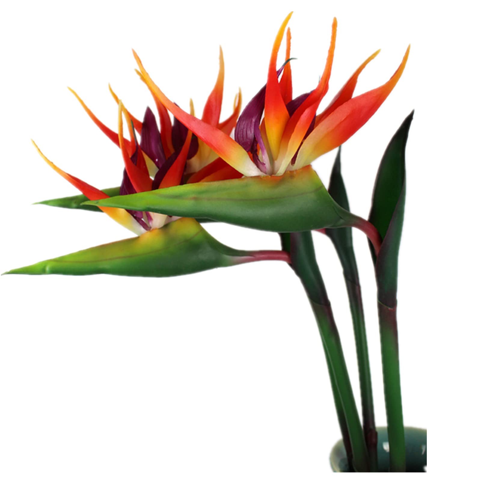 3 Pcs Large Orange Red Bird of Paradise 32 Inch Permanent Flowers,UV Resistan…