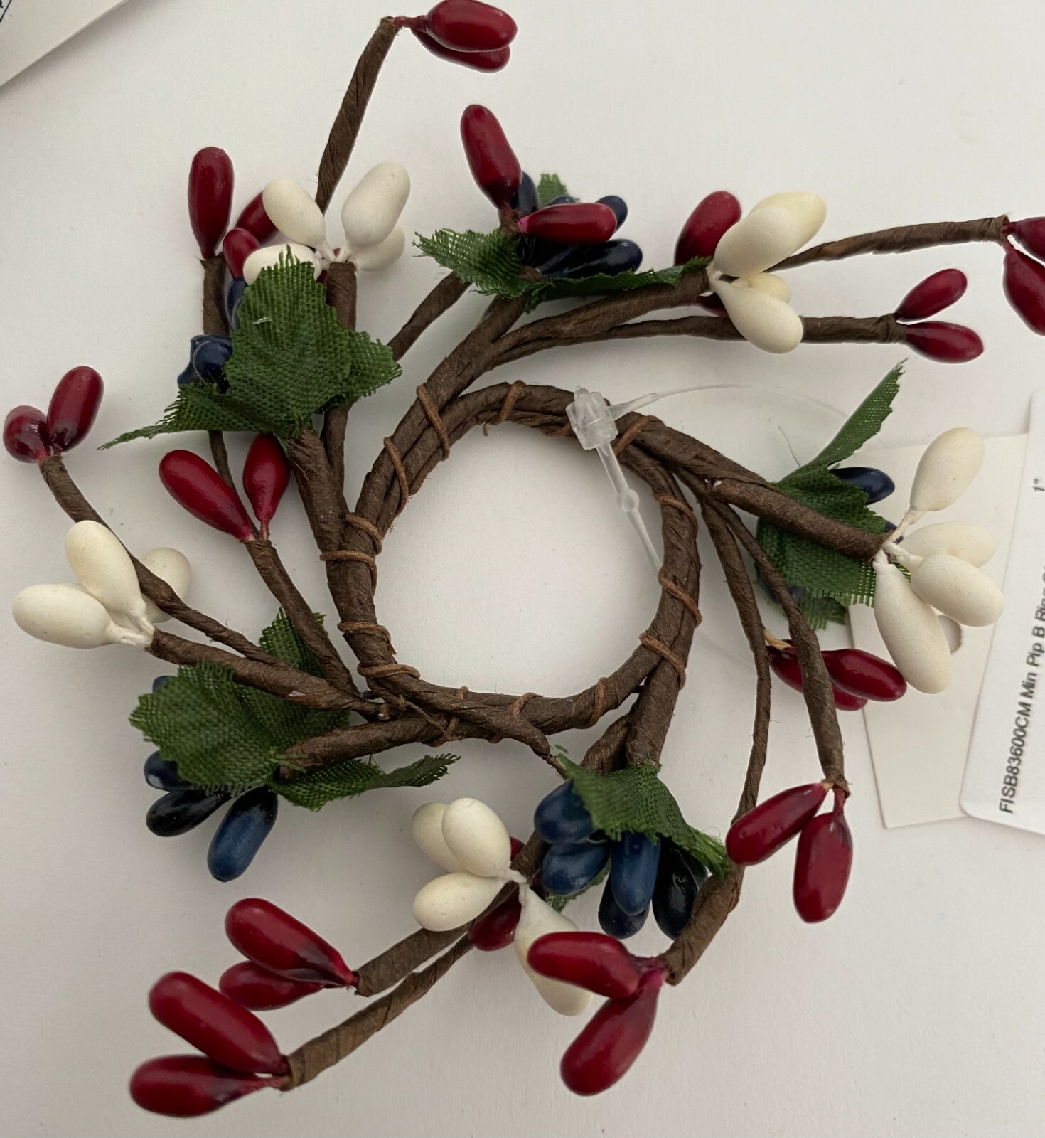2 CWI New Burgundy ,Blue, and Ivory Pip Berry Candle rings with 1″ opening
