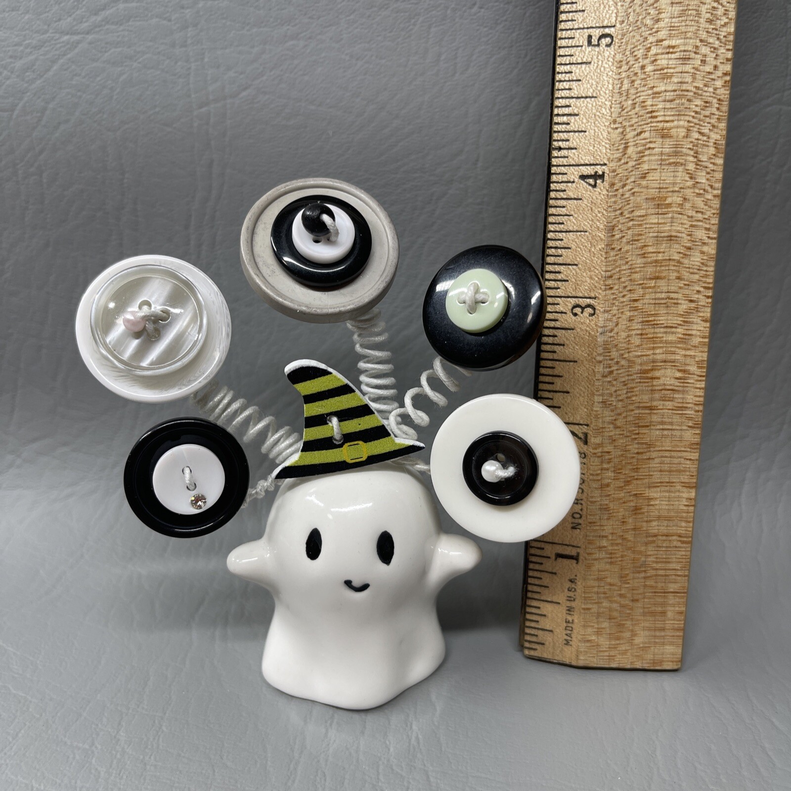 Button Flower Bouquet In Ghost S&P Shaker White Grey Black Halloween Decor