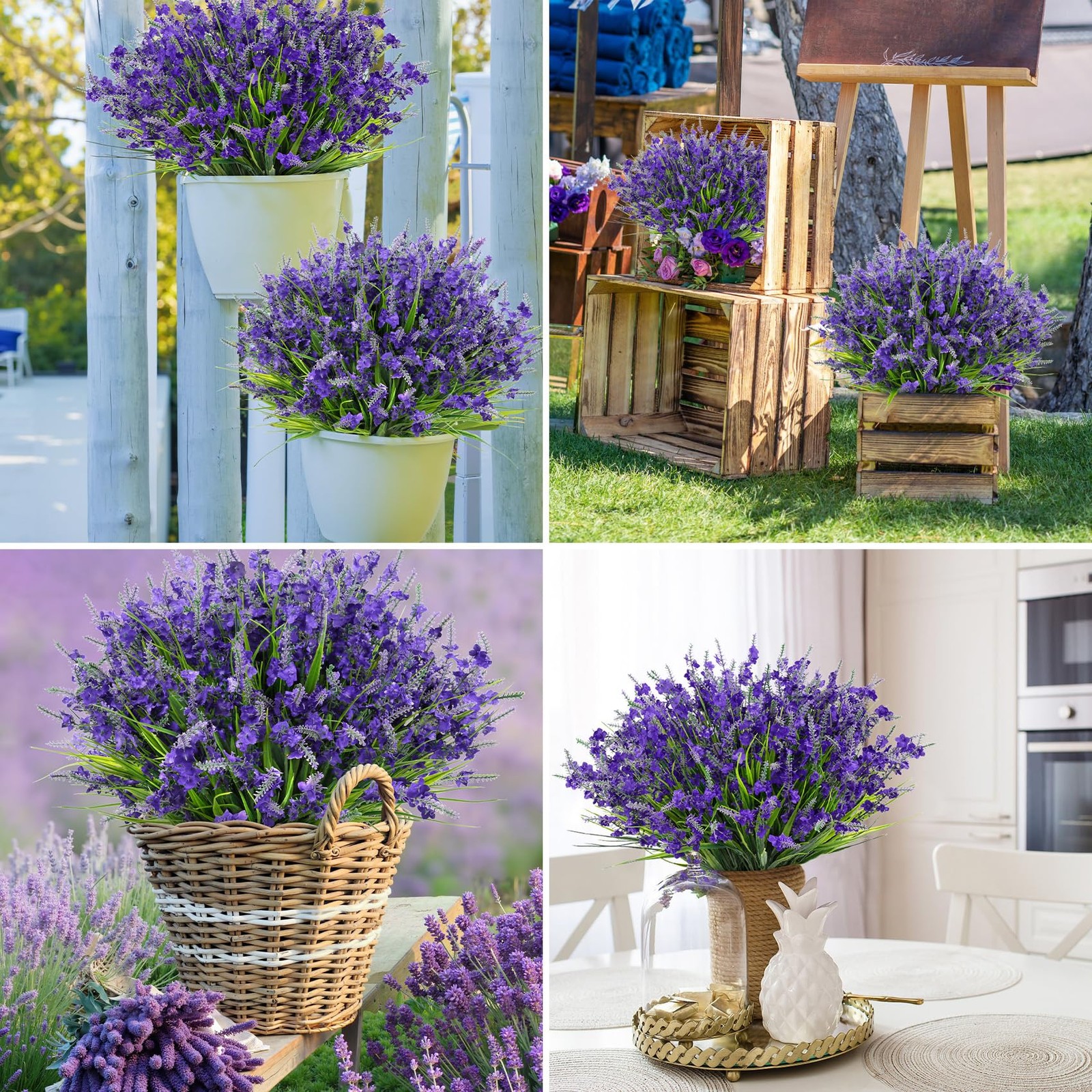 20 Bundles Artificial Lavender Flowers for Outdoors Silk Flowers Faux Plants …