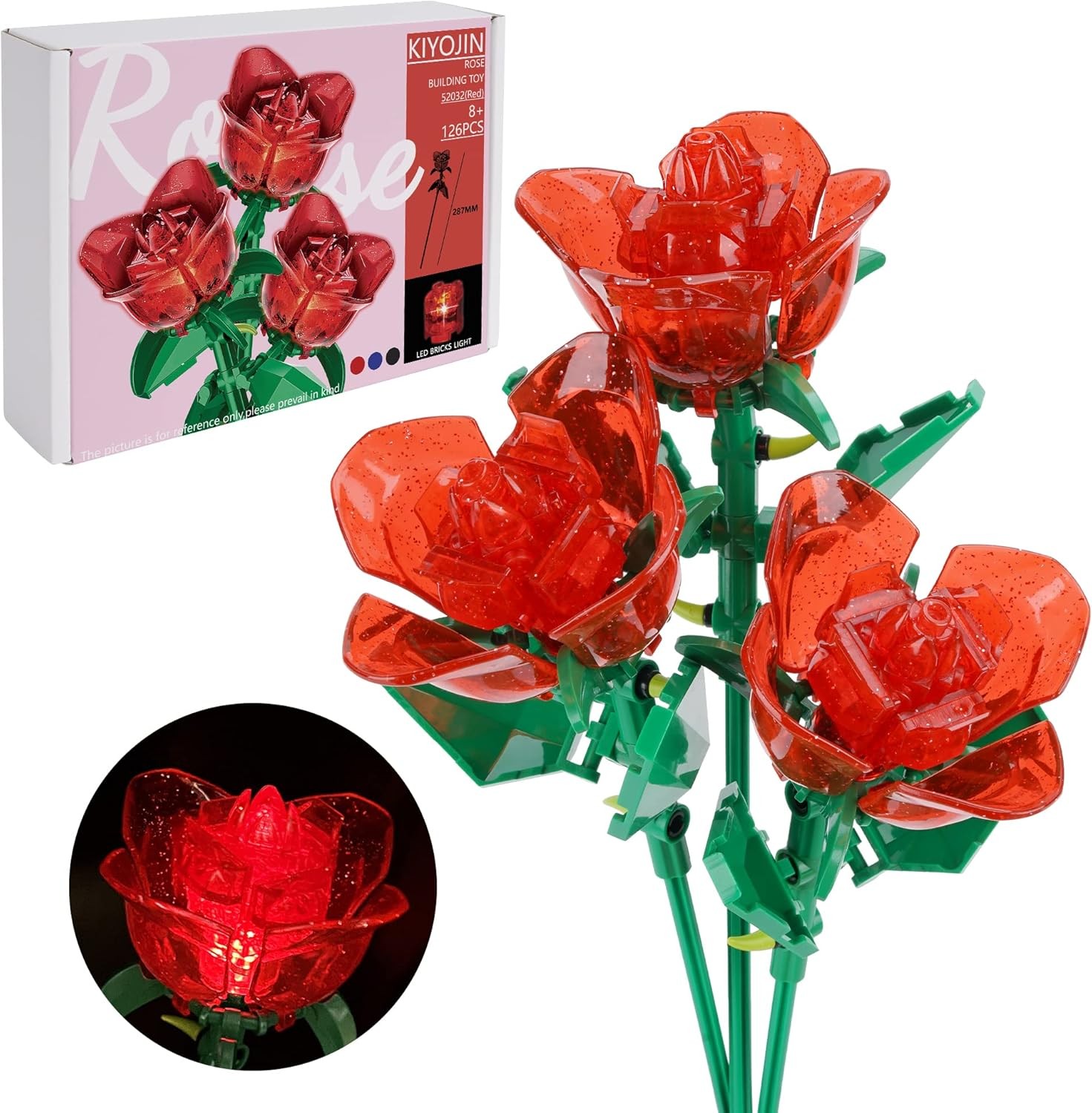 Illuminated Rose Bouquet Architectural Set,Artificial Plants:Adorable Botanicals