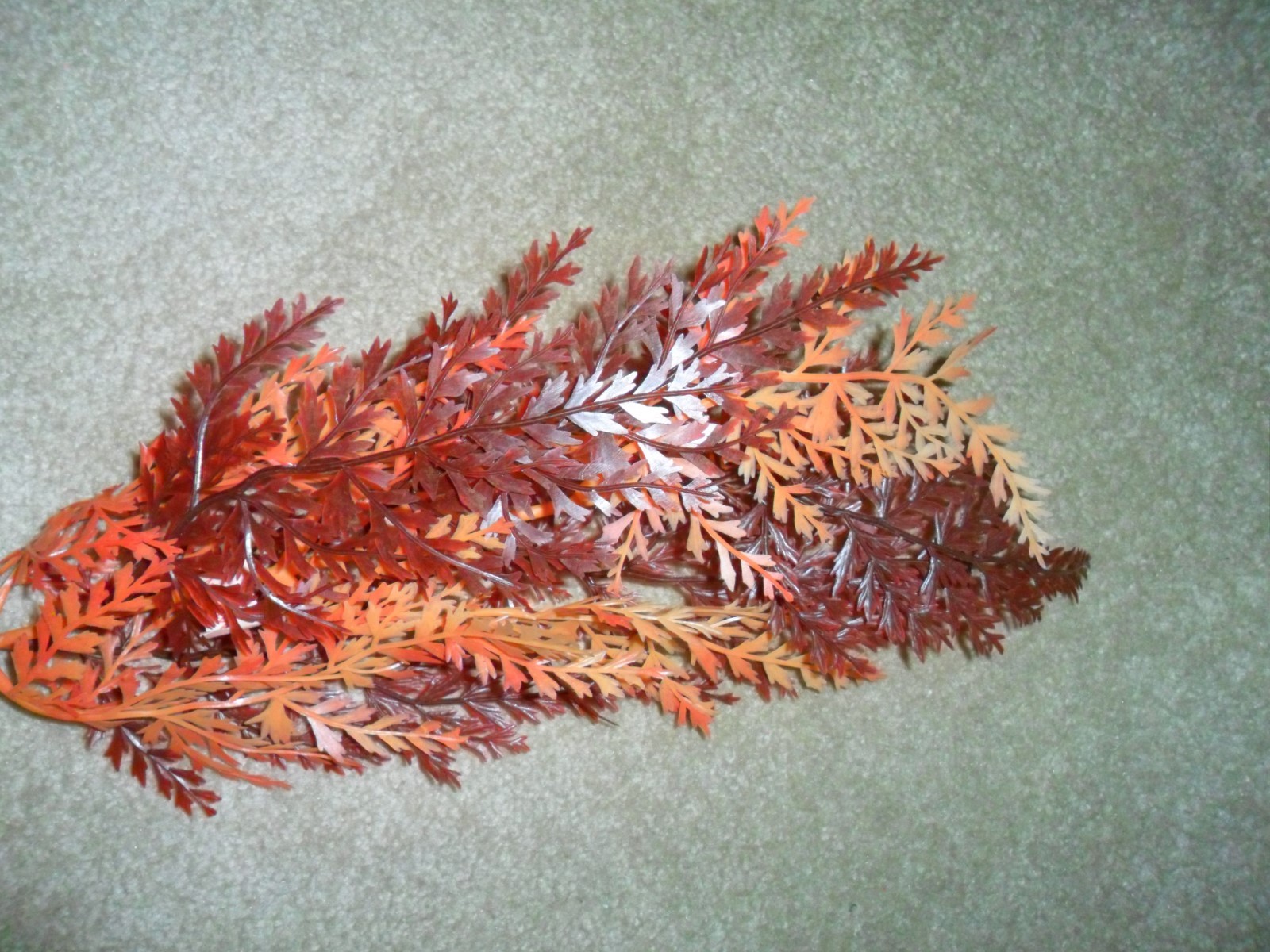 Vintage 2 Plastic Orange / Brown Fern Branchs