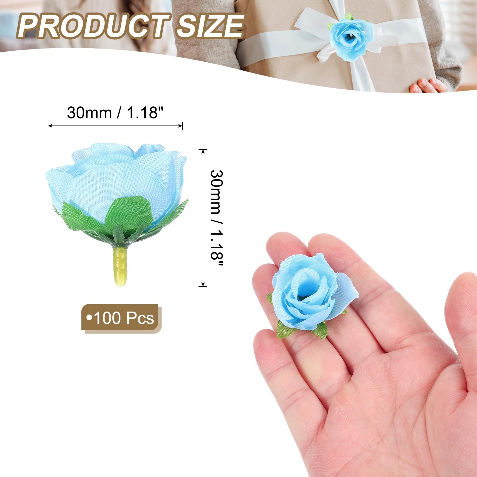 1.18 Inch Mini Artificial Rose Flower Heads, 100 Pcs Silk Rose Bouquet Fake F…