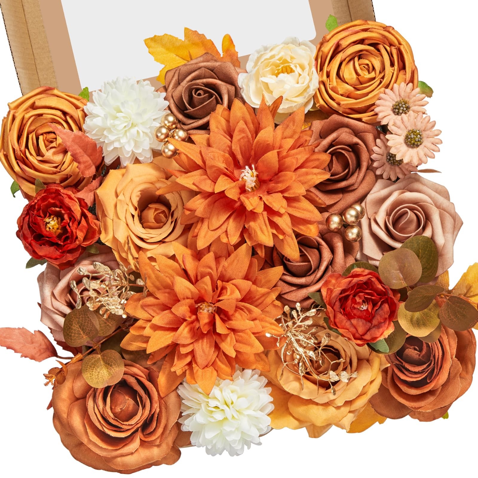 Burnt Orange Artificial Spring Flowers Silk Fake Cake DIY Wedding Decoration