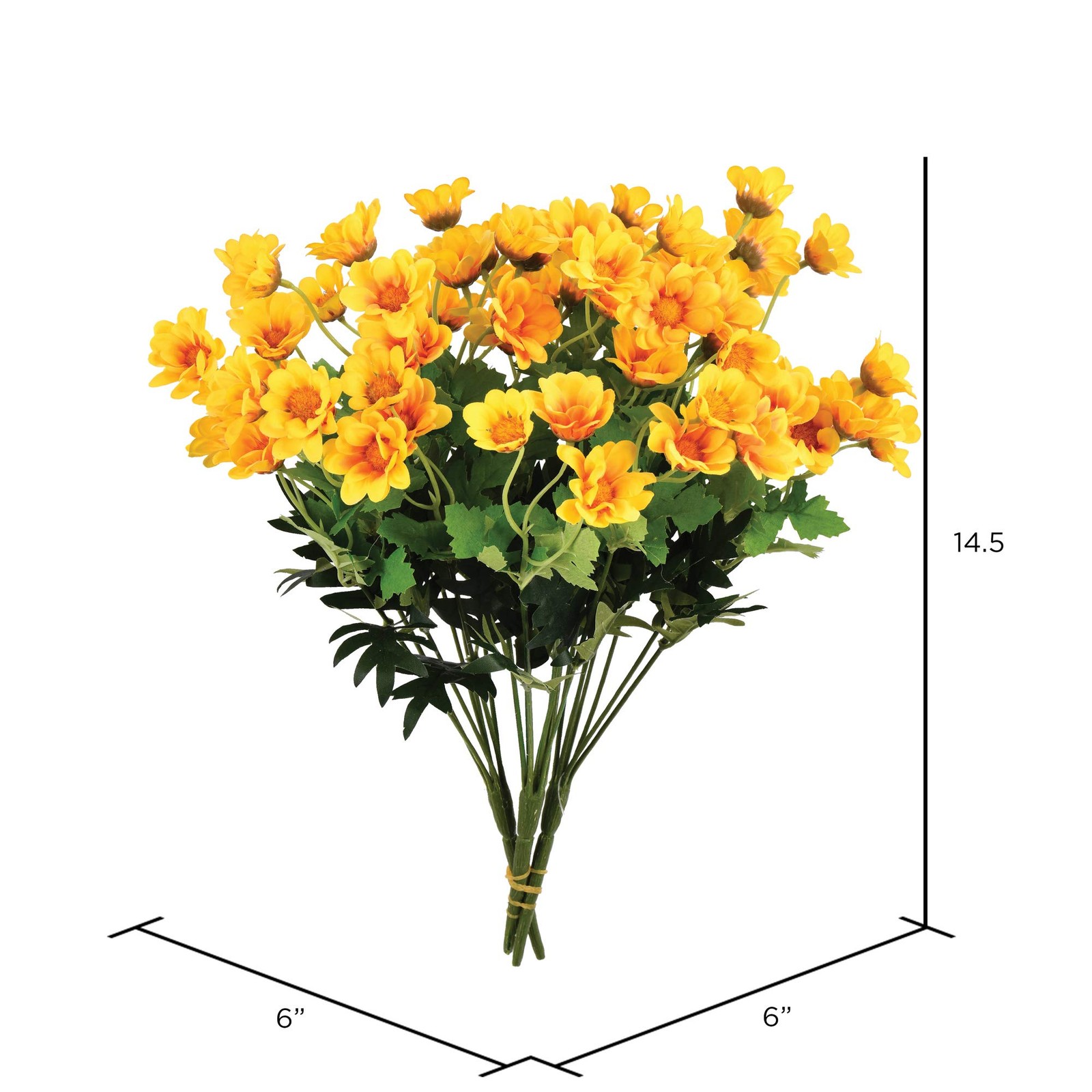 Vickerman 14.5″ Fabric Artificial Wild Daisy Bush in Yellow (Set of 3)