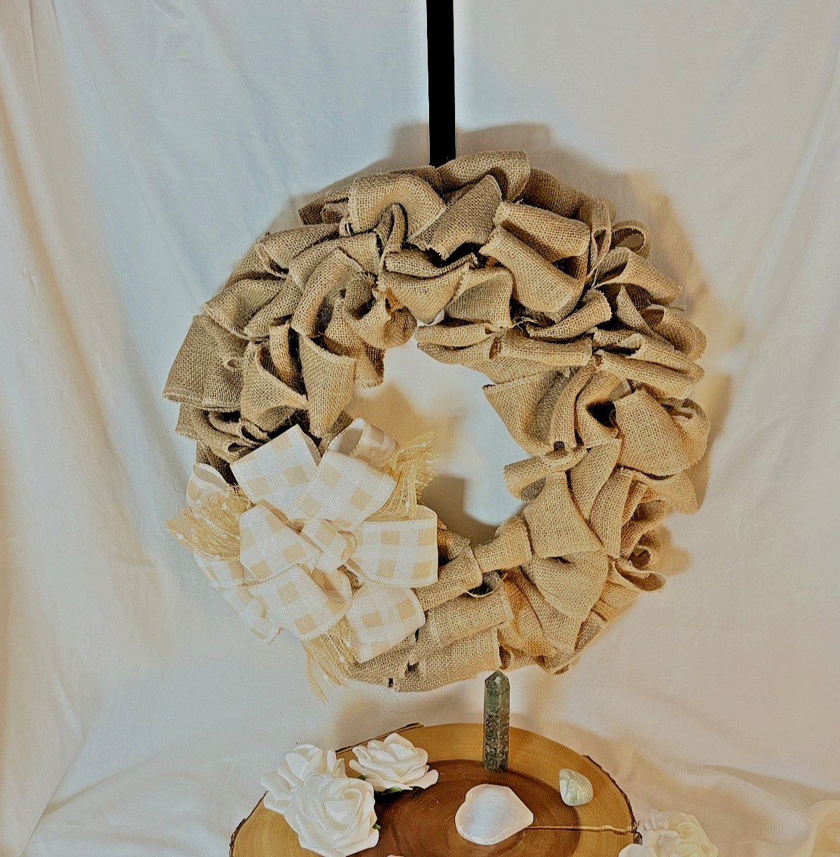 Burlap Wreath – Cozy Cottage Decor – Rustic Door Hanger – Farmhouse Home Decor
