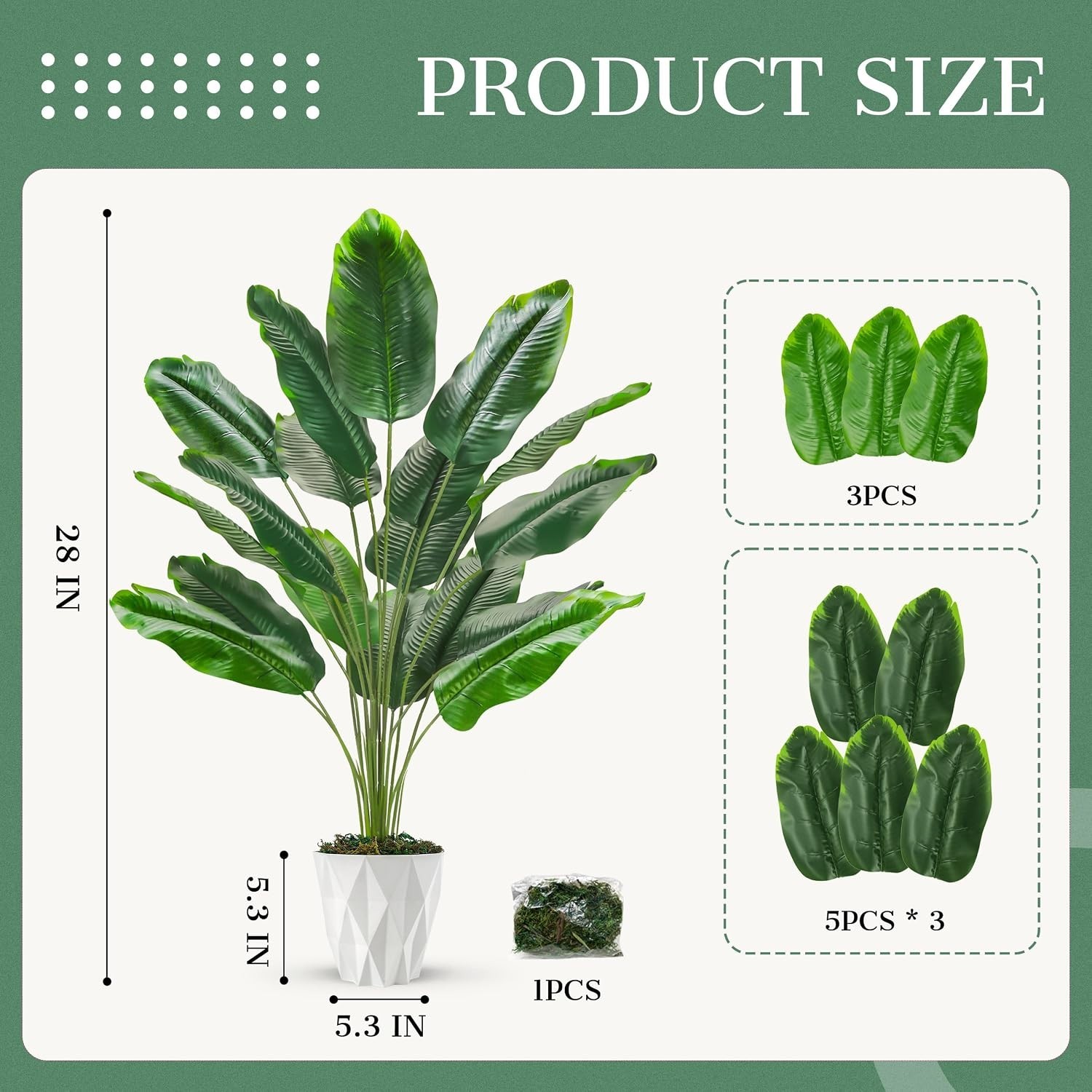 Tall Fake Plants 28″ Artificial Potted Tropical Faux Plants Banana Tree Indoo…