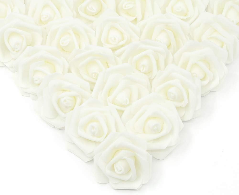 Artificial Rose Flowers Ivory Foam 100 Pcs Wedding Baby Shower Decor Party