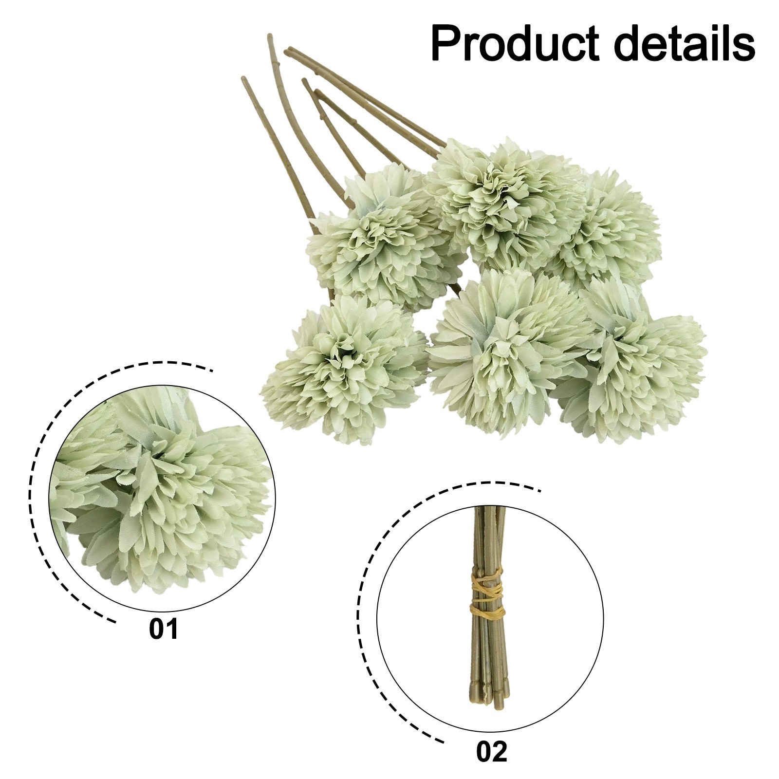 6pcs Artificial Chrysanthemum Ball Flowers Hydrangea Bouquet Presents Decor
