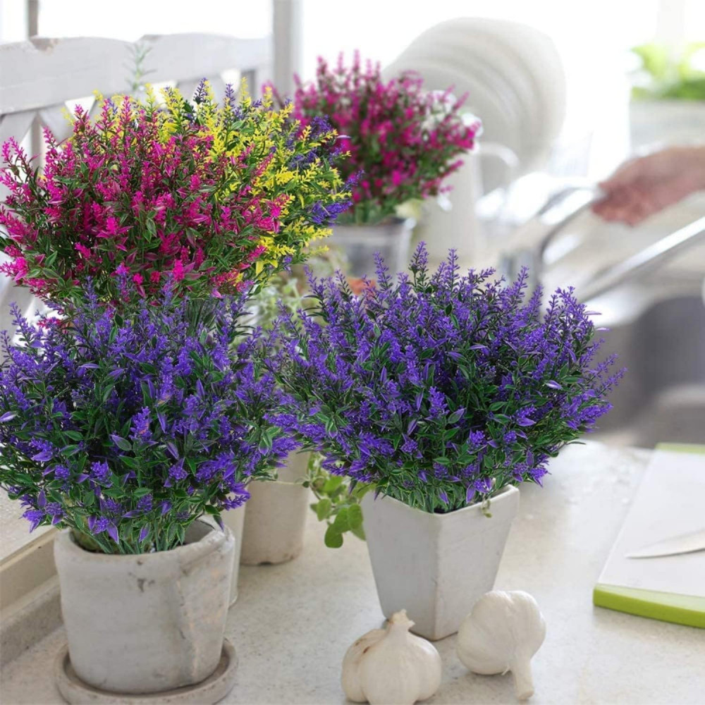 8 Bundles Artificial Flowers Fake Plants Outdoor Yard Garden Wedding Home Decor