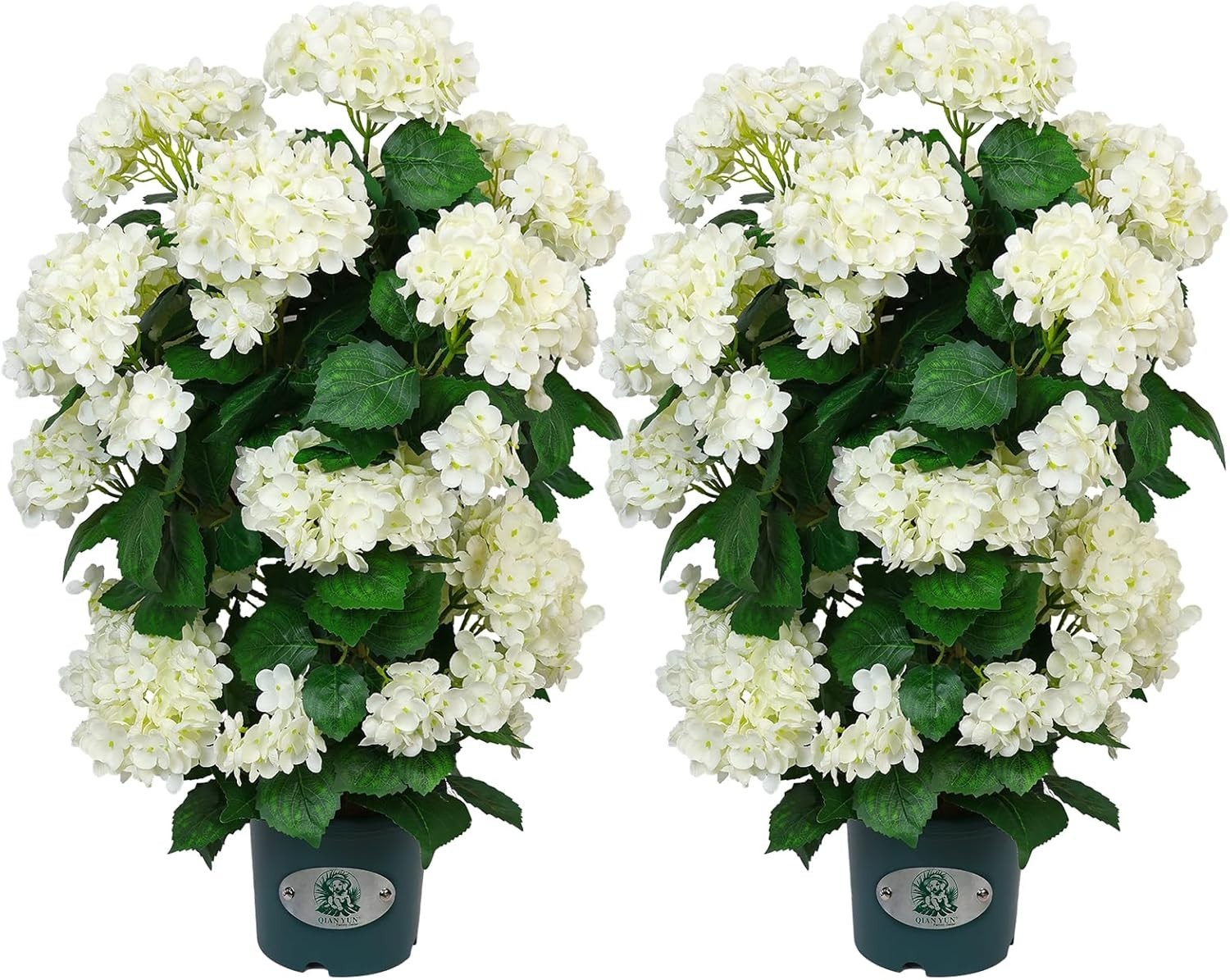 Faux Hydrangea Tree 30″ Tall (2 Pack), Artificial Hydrangea Plant in Pot with Wh