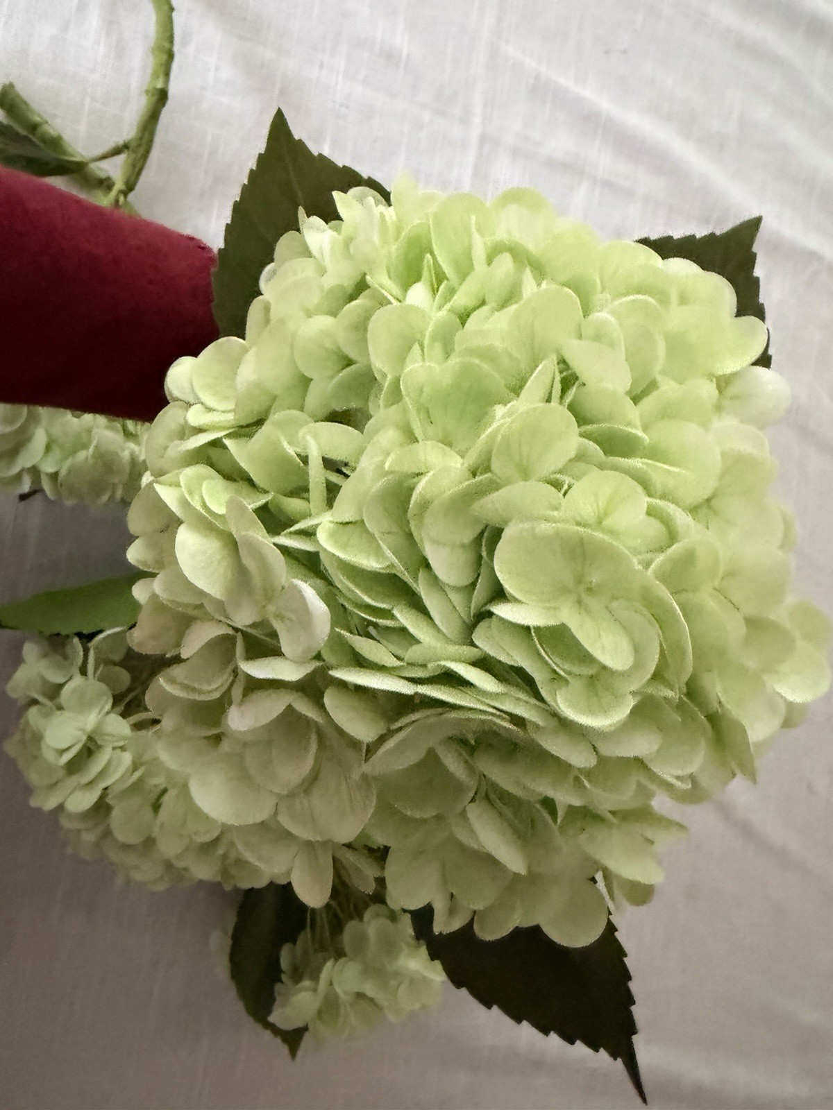 4 Real Touch Large Light Green Hydrangea Fake Flowers 21”