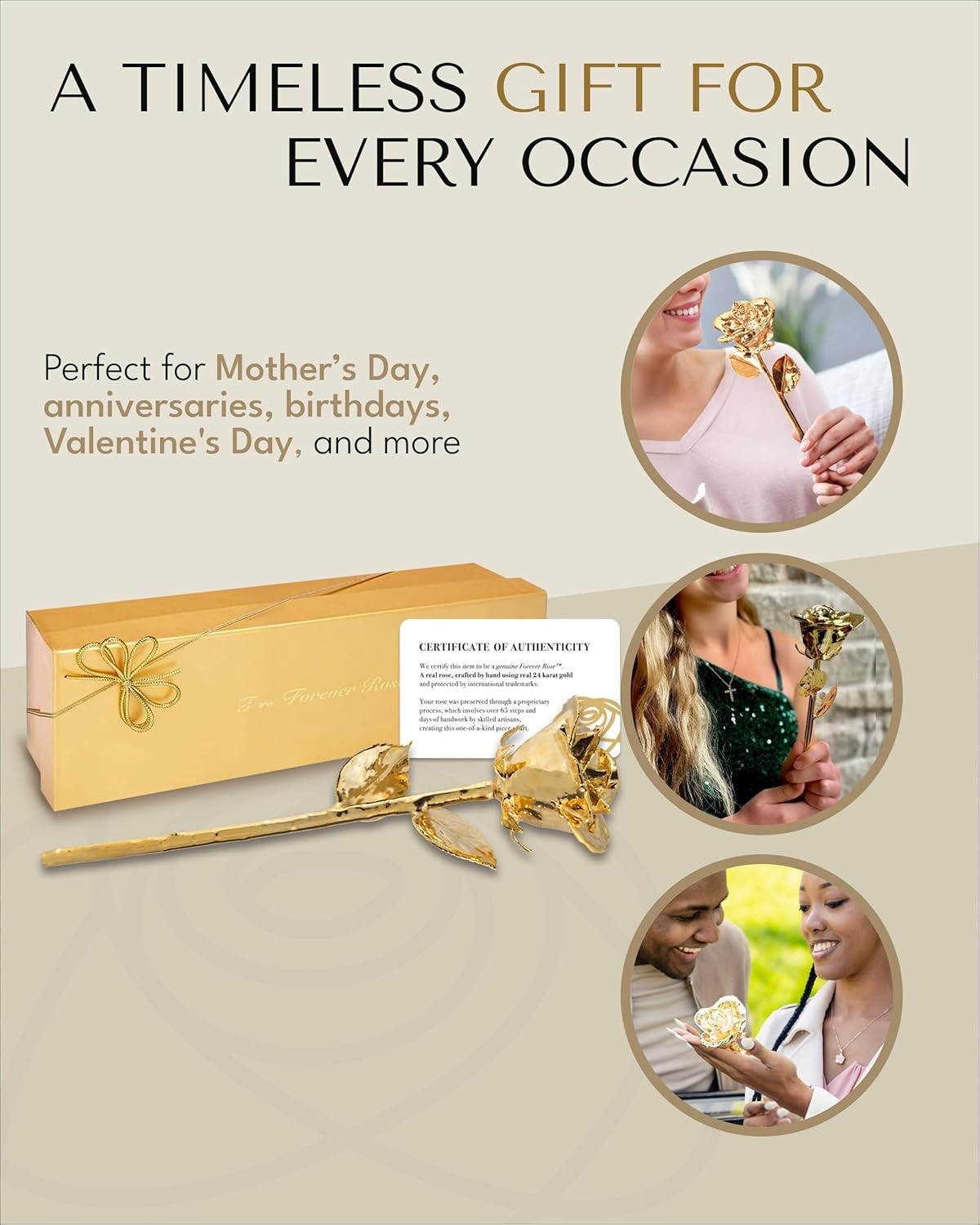 Forever Rose 24K Gold Dipped Real Rose – Handmade, Long-Lasting Preserved Flower