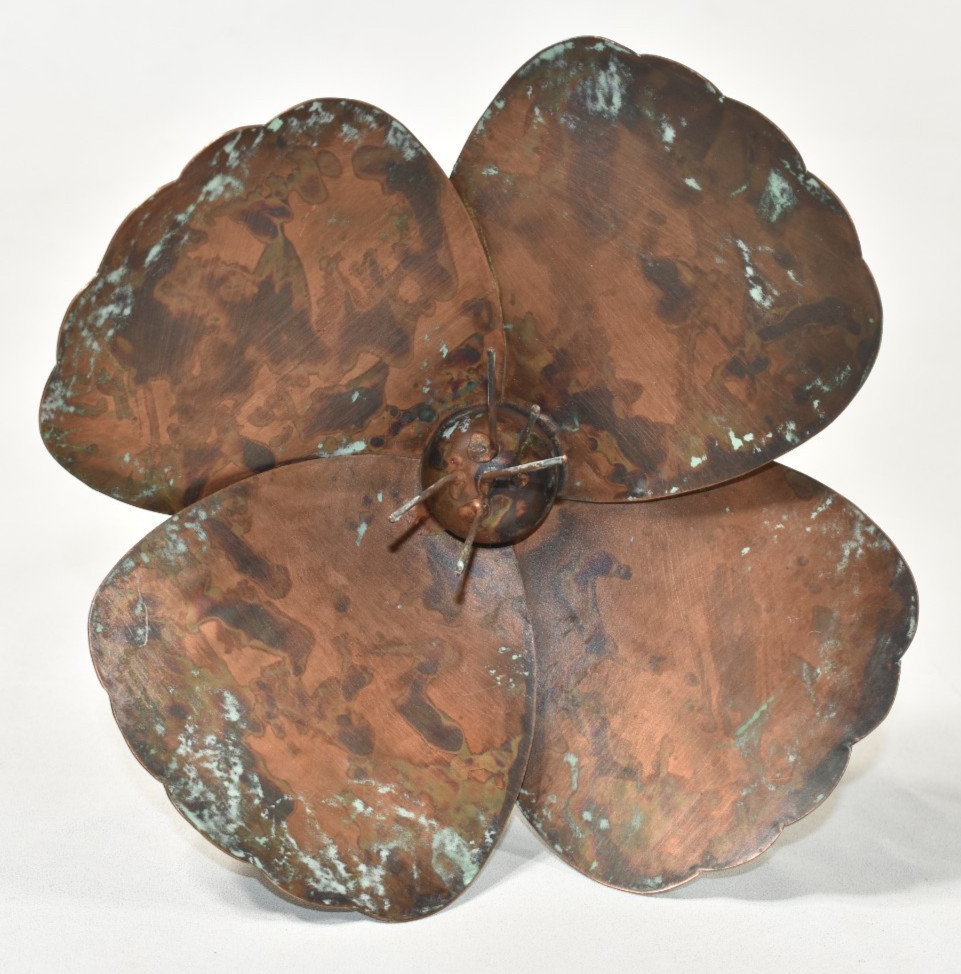 Pottery Barn SAMPLE 3 Pcs Metal Flowers Poppies Poppy Stems Copper Color NO VASE