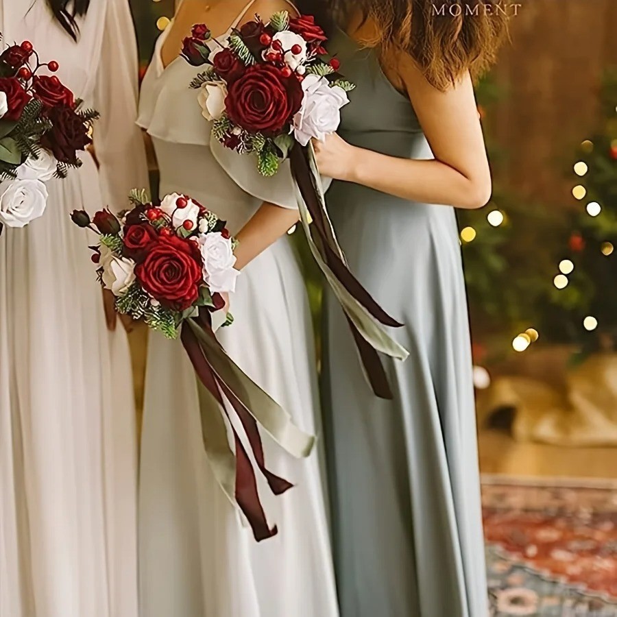 25Pcs Artificial Flowers Fake Flowers Roses Stem for DIY Wedding Bouquets Party