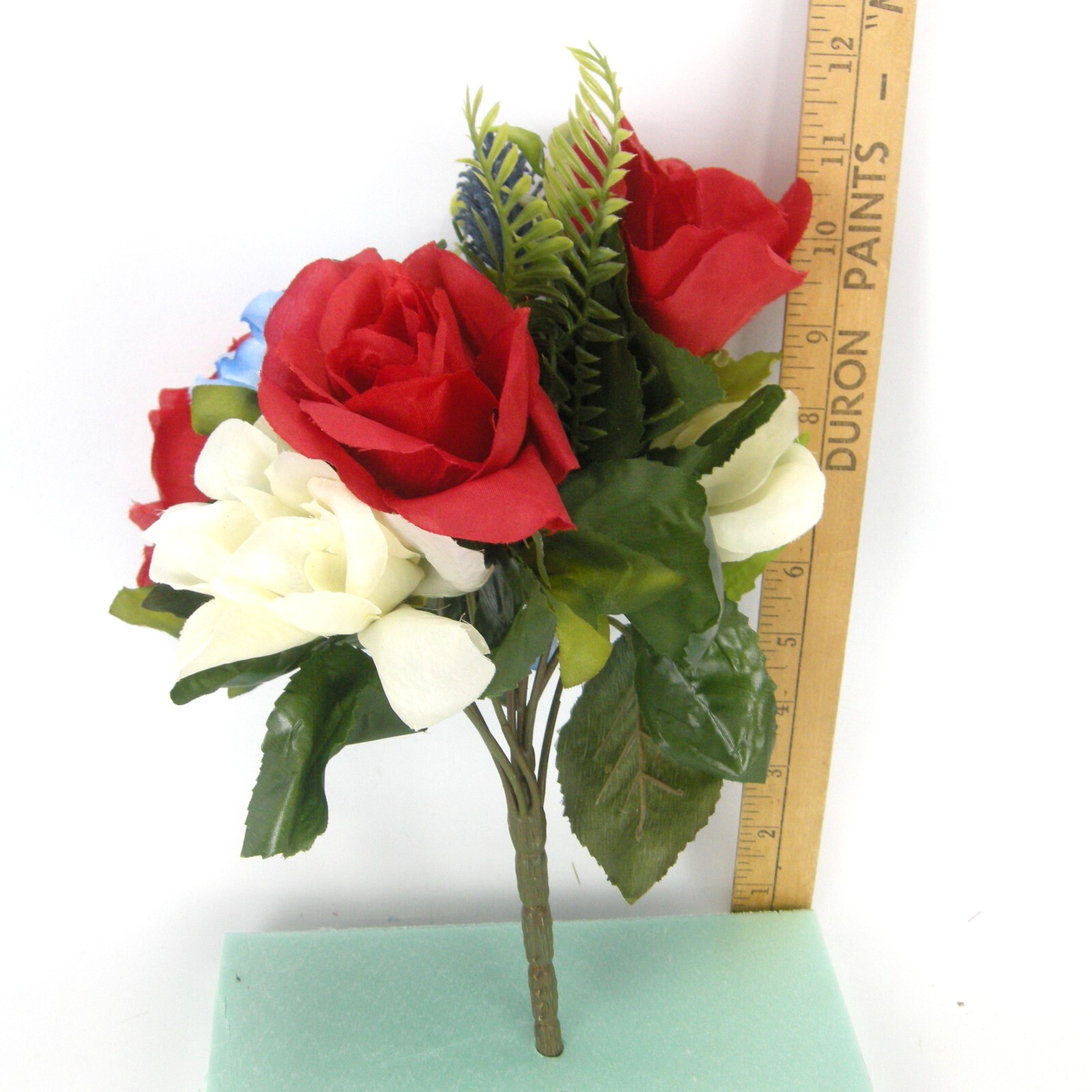Silk Flower Lot of 12 Bushes 12″ Patriotic Red White Blue Florist Quality