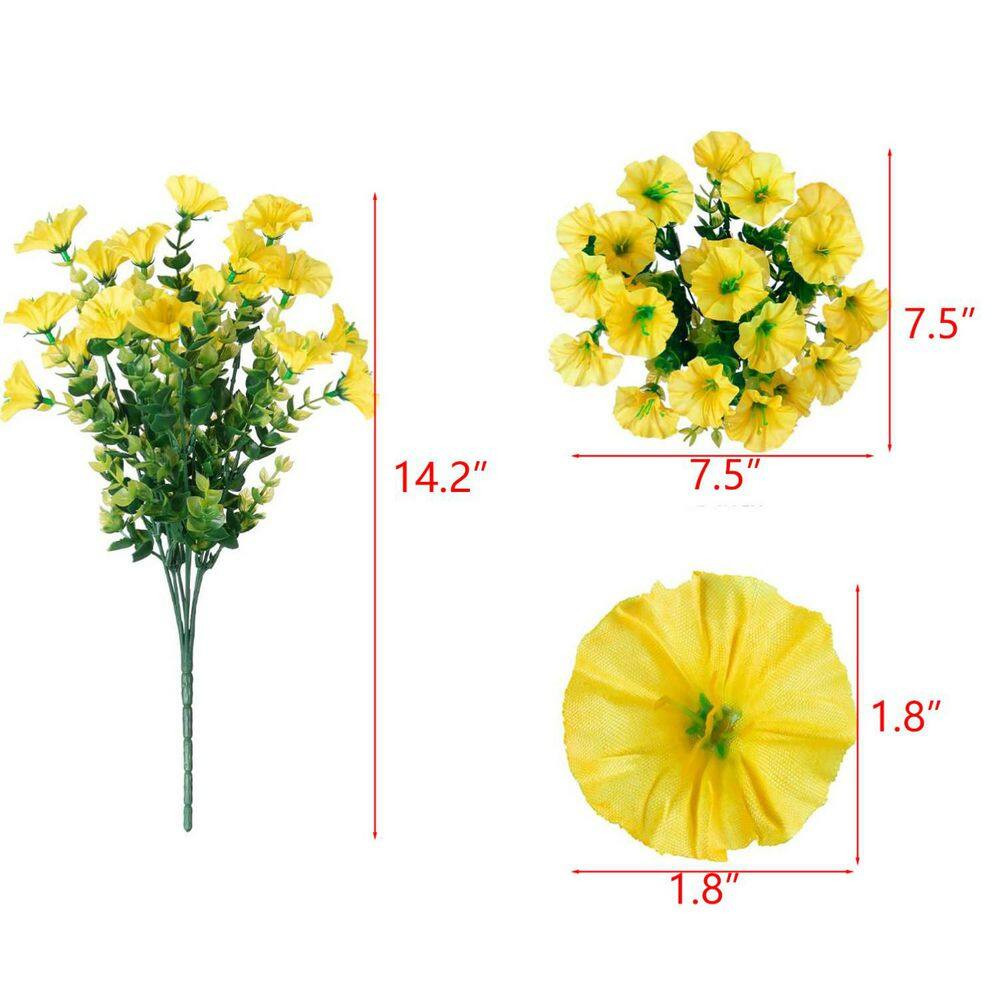 12-Bundles Yellow Silk Morning Glory with Eucalyptus