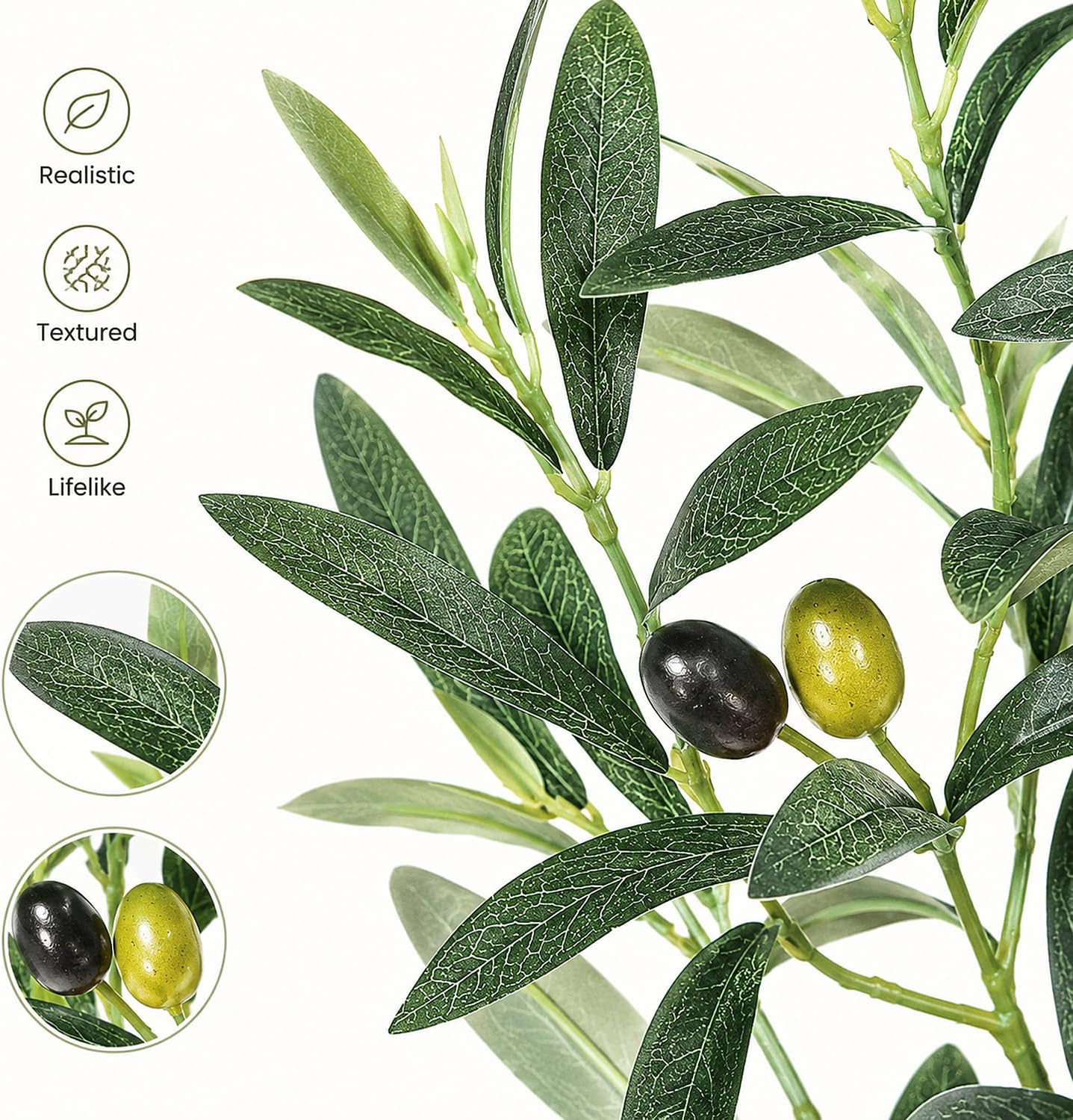 Olive Trees Artificial Indoor, 7FT Tall Faux Olive Tree with White Tall Planter,
