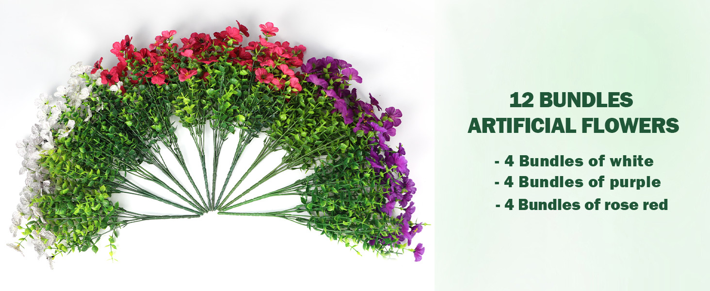Realistic Artificial Outdoor Flowers UV-Resistant Plastic Fade Resistant Flowers