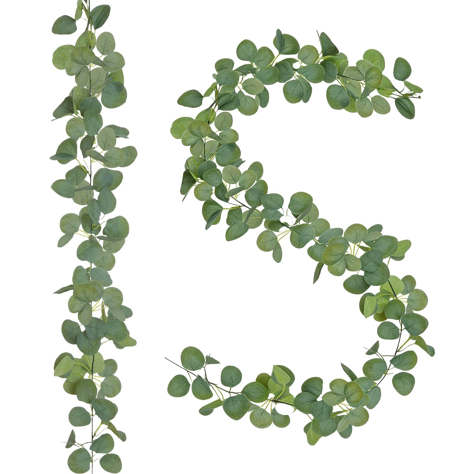 2 Pack Natural-Looking Eucalyptus Garland 5.9 Ft Artificial Eucalyptus Leaves…