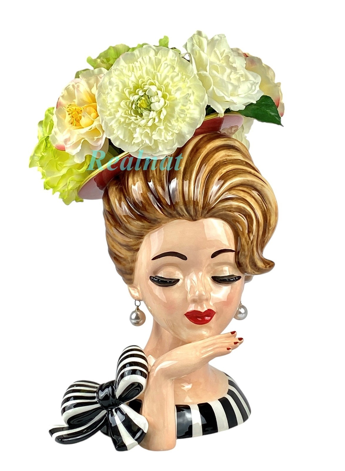 MacKenzie-Childs Ceramic Lady Portrait Vase 11.5″ Tall New No Box