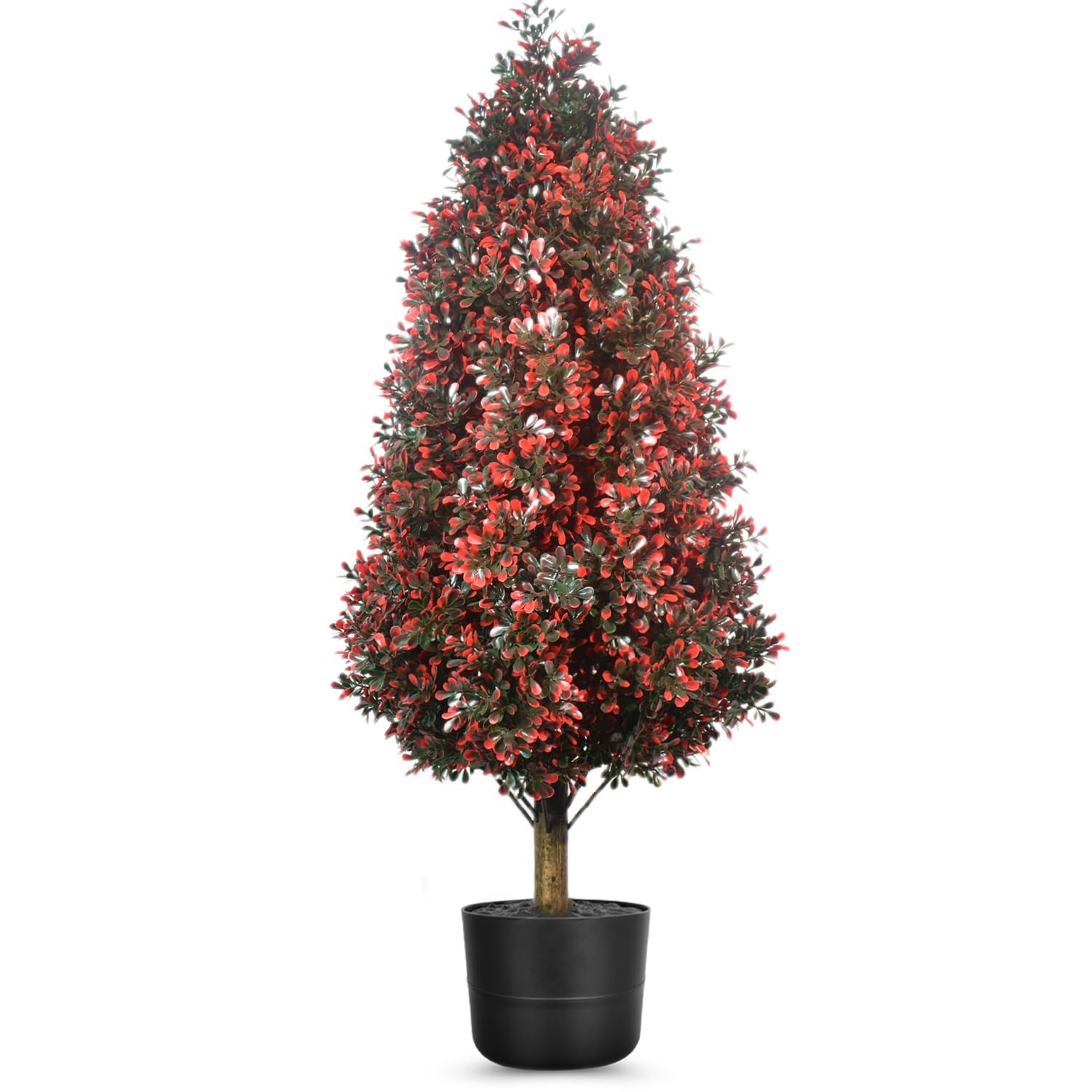 3FT Fake Shrubs Boxwood Tree Outdoor with Planter Spike, Artificial Topiary U…