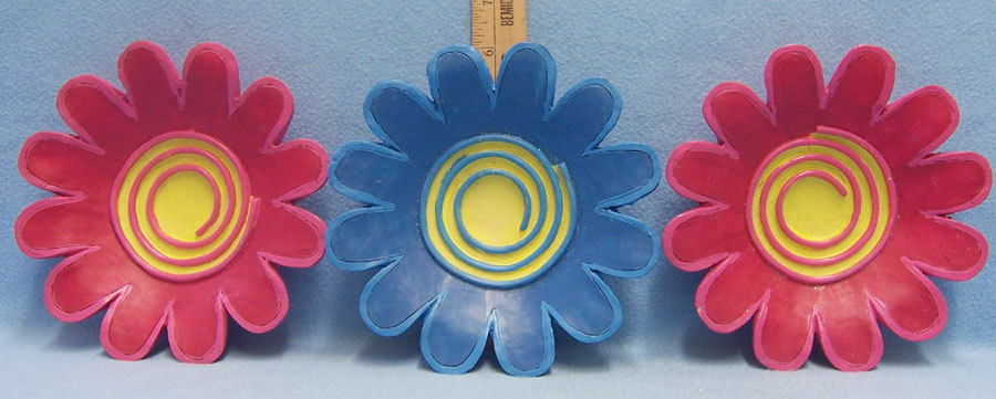 Pink & Blue Resin Flower Floral Figurines Wall Hangings Girls Room Decor Set 3