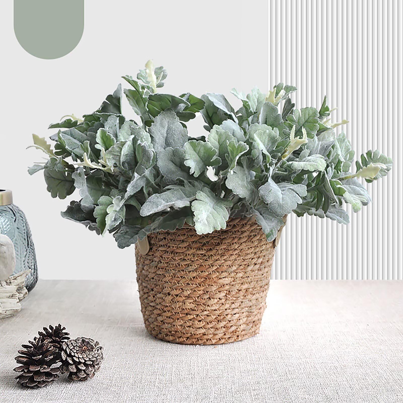 10Pcs Artificial Dusty Miller Bush Greenery Faux Green Dusty Miller Plants Fa…