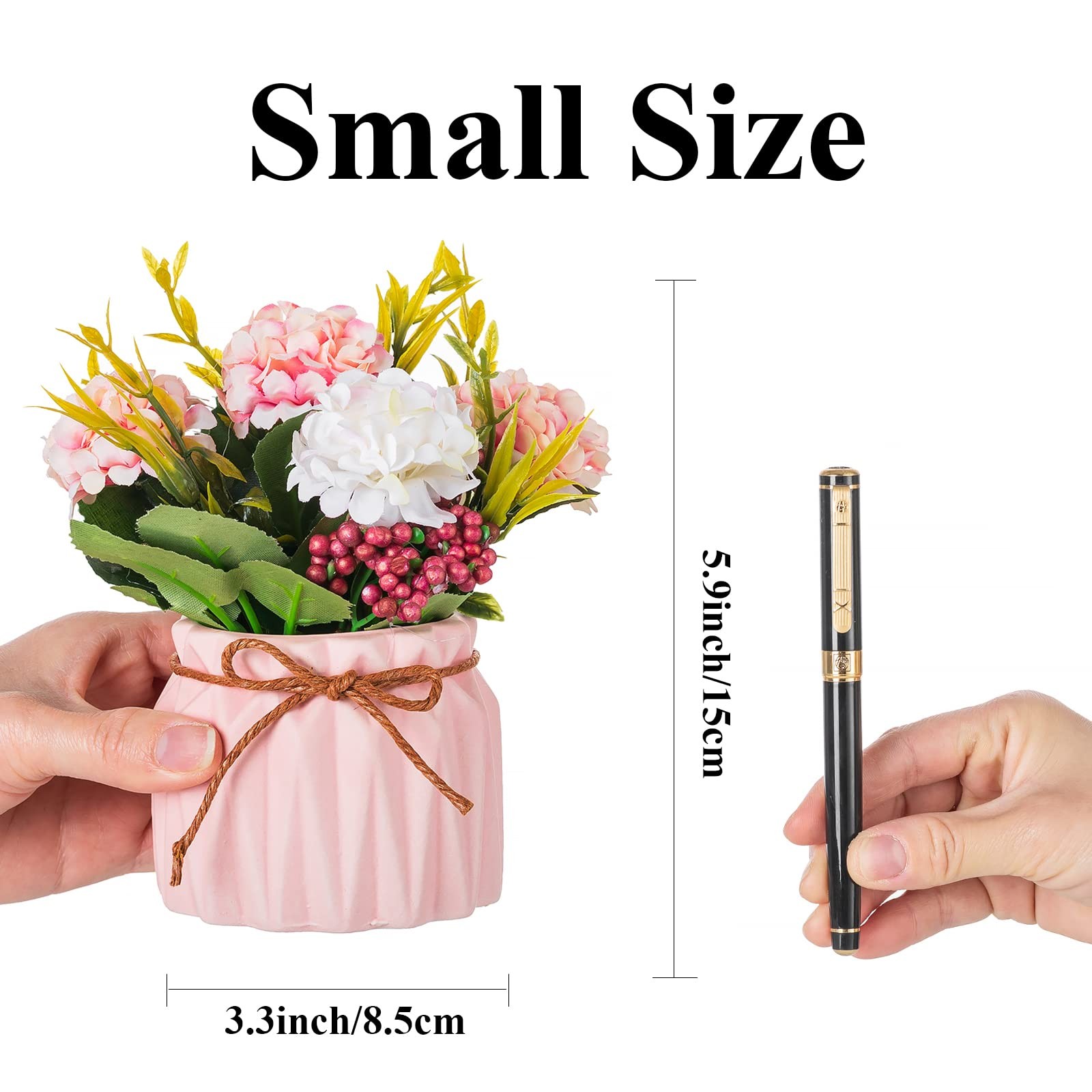 Fake Flowers in Vase for Centerpieces: 4 PCS Small Artificial Hydrangea with …
