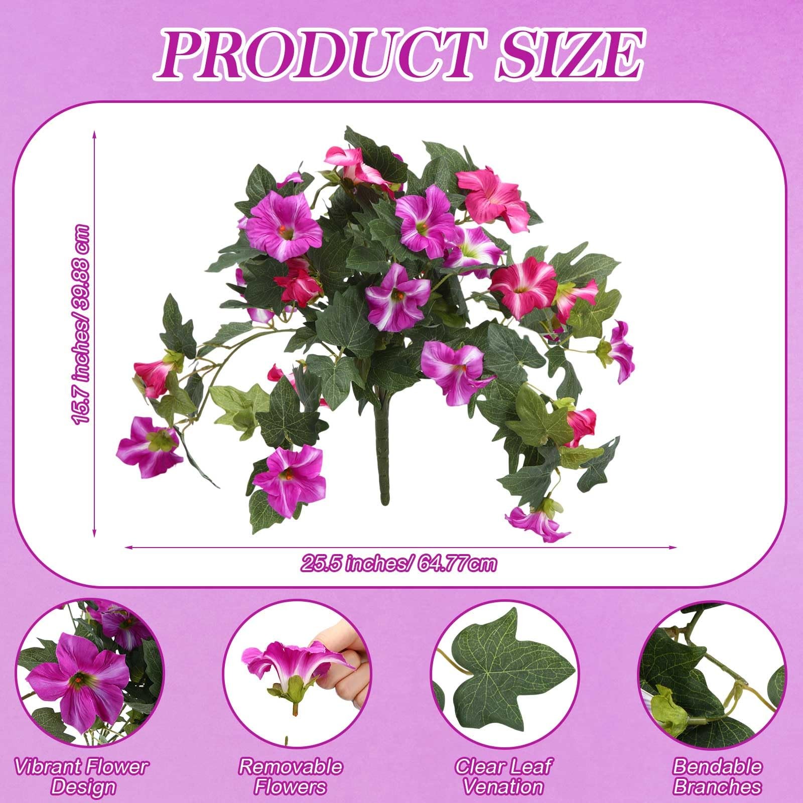 4 Pack Rose Red Artificial Morning Glory Artificial Fake Flowers Plants Rose …