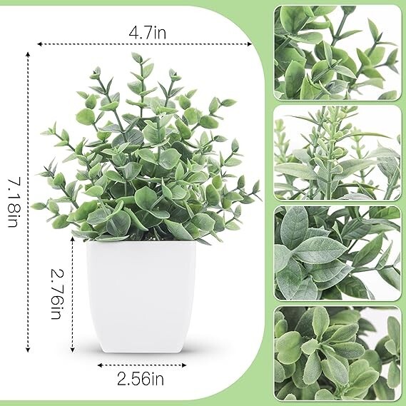 4 Pack Fake Plants Mini Artificial Greenery Potted Plants for Home Decor Indoor