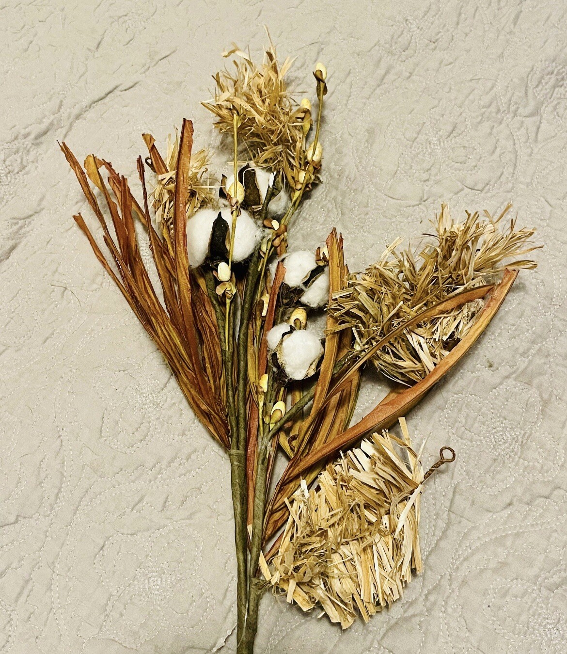 Cotton & Fall Grass Branch, 28” NEW Floral Arrangements Craft Supply