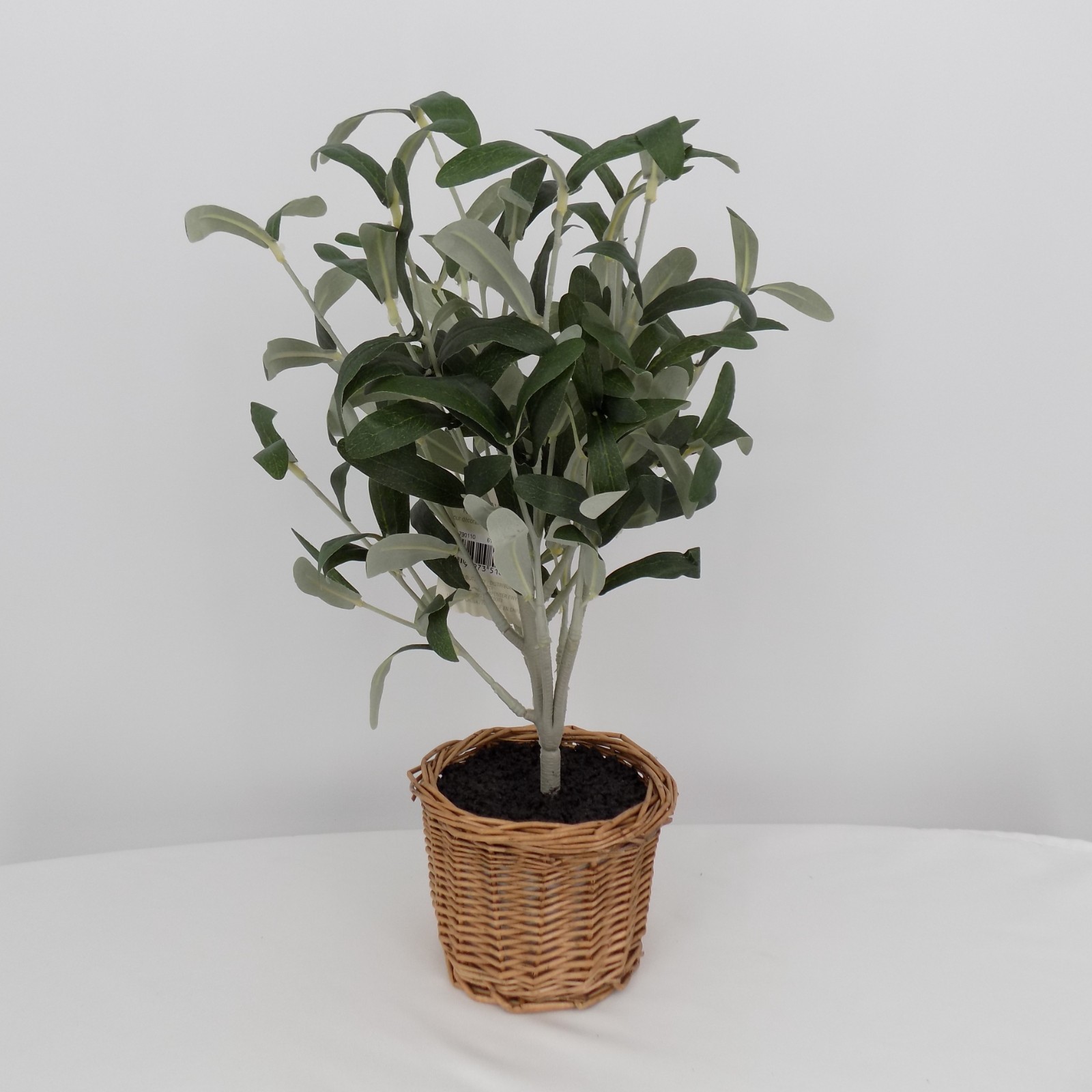 Ashland Artificial Olive Leaf Bush Woven Basket Pot Tabletop Home Decor 15″ New