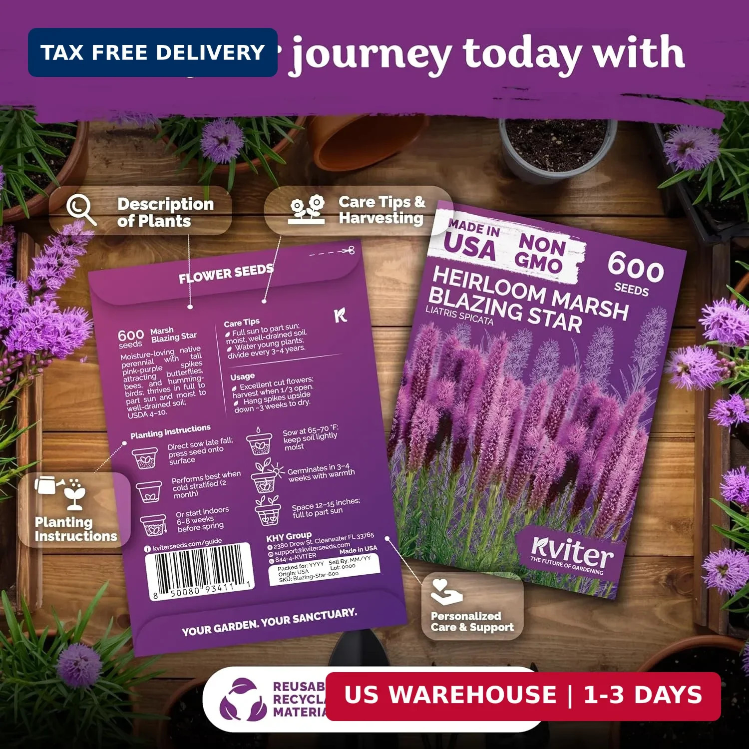 KVITER 600 Marsh Blazing Star Seeds for Planting (Liatris Spicata) – Gayfeather