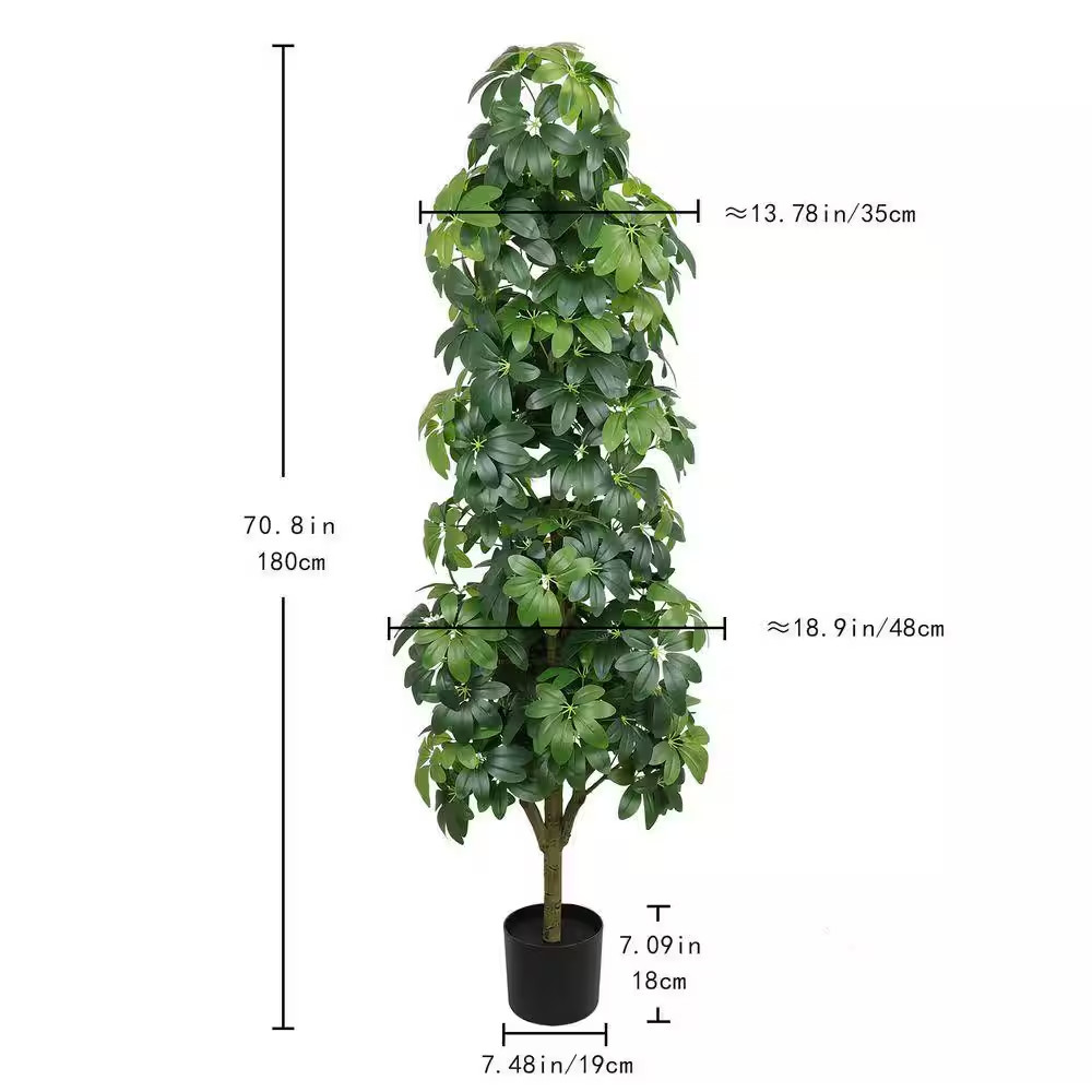 6 Ft. Green Realistic Faux Artificial Tree 1 PC in Black Pot for Home Office Bal