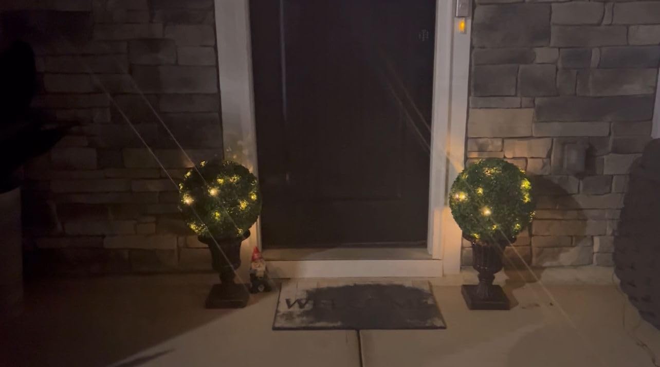 16″ Pre-Lit Artificial Plant with Lights Timer Remote Control Outdoor Ball Tree
