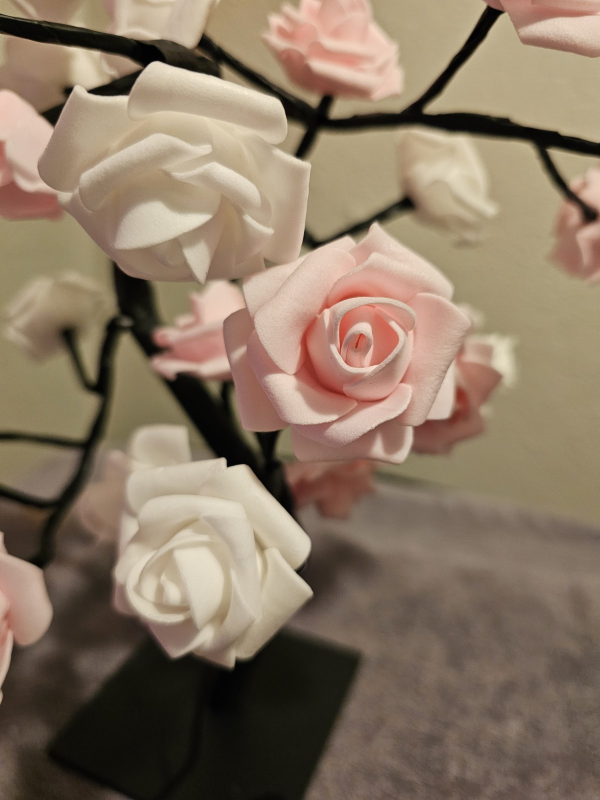 LED Tabletop Bonsai Tree Light Features Artificial Pink & White Blossoms USB