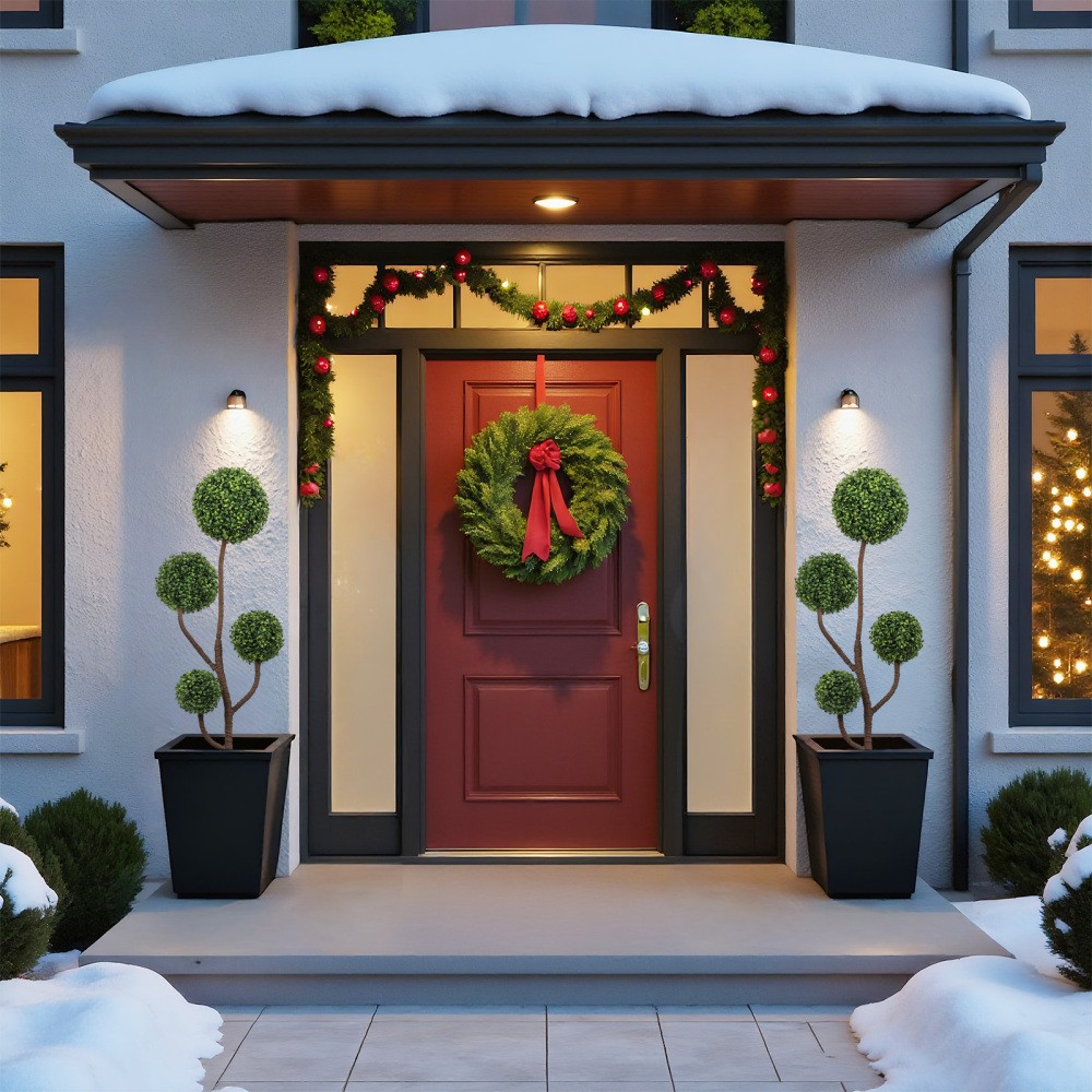 4FT Large Faux Boxwood Tree, Artificial Topiary in Pot for Porch Garden