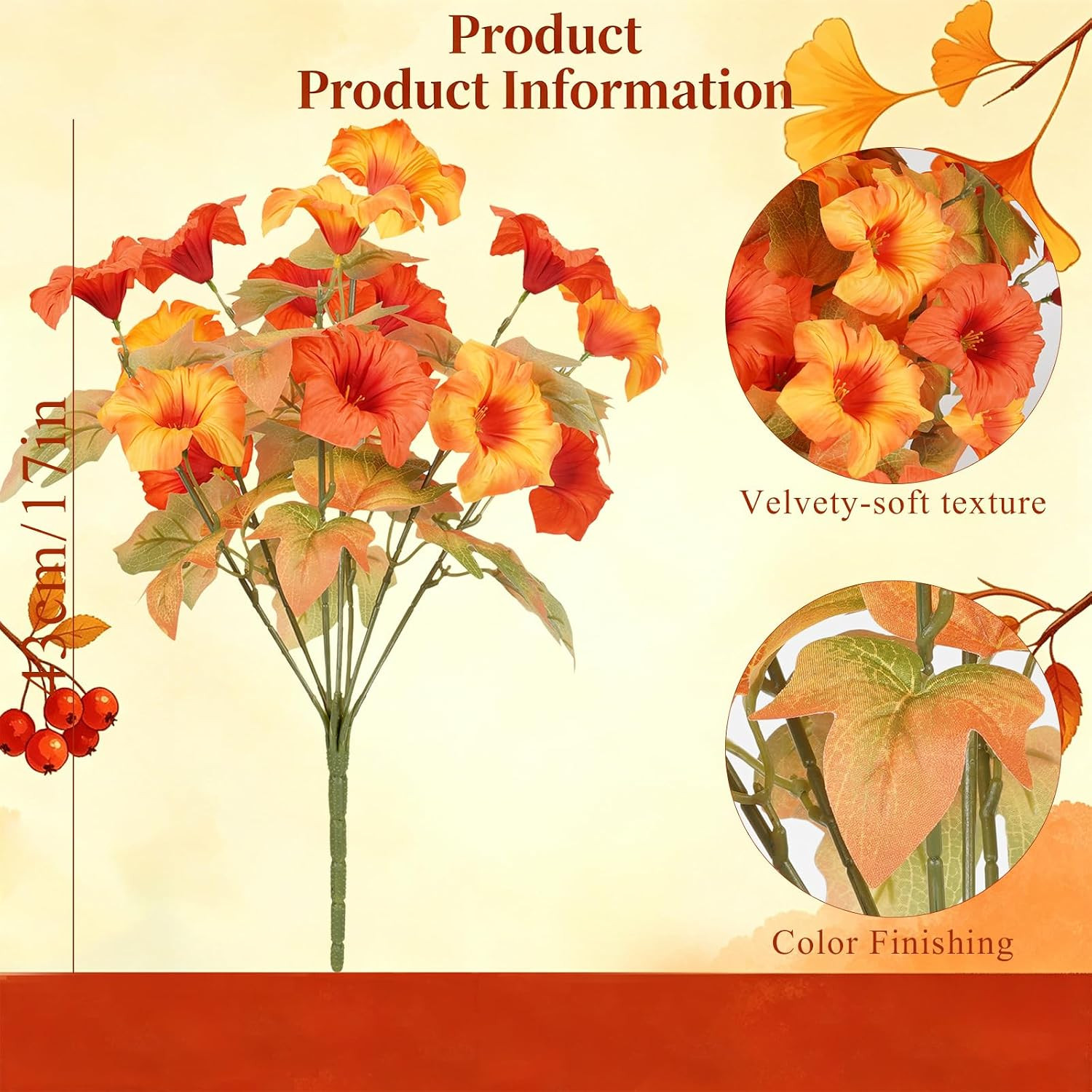 Artificial Fall Flowers for Outdoors, Faux Petunias Autumn Decoration, Fake Flow