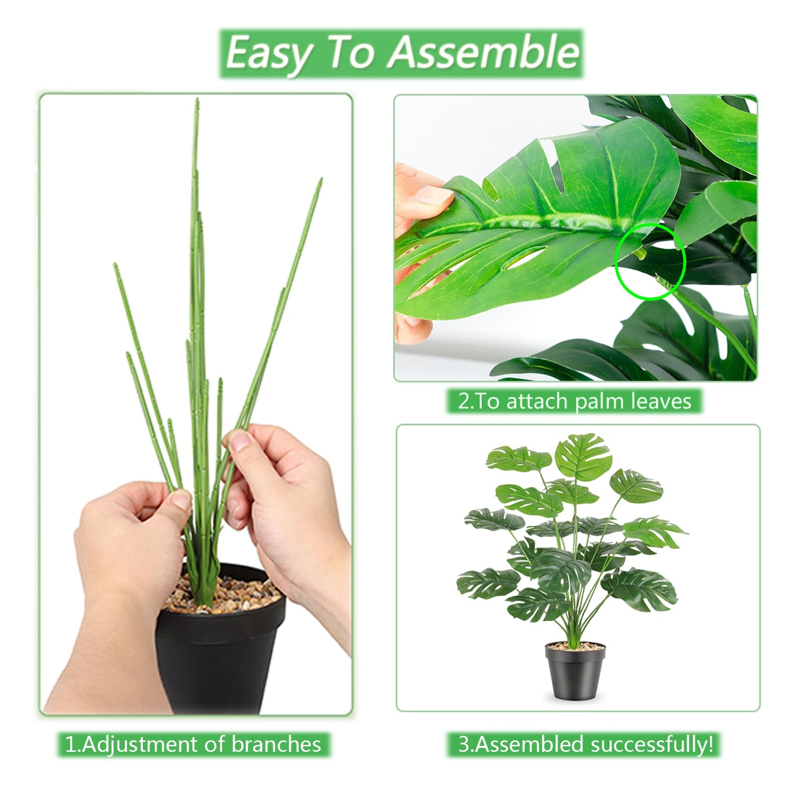 Set of 2 Fake Plants Artificial Floor Plants Large Tropical Palm Tree Tall Mo…