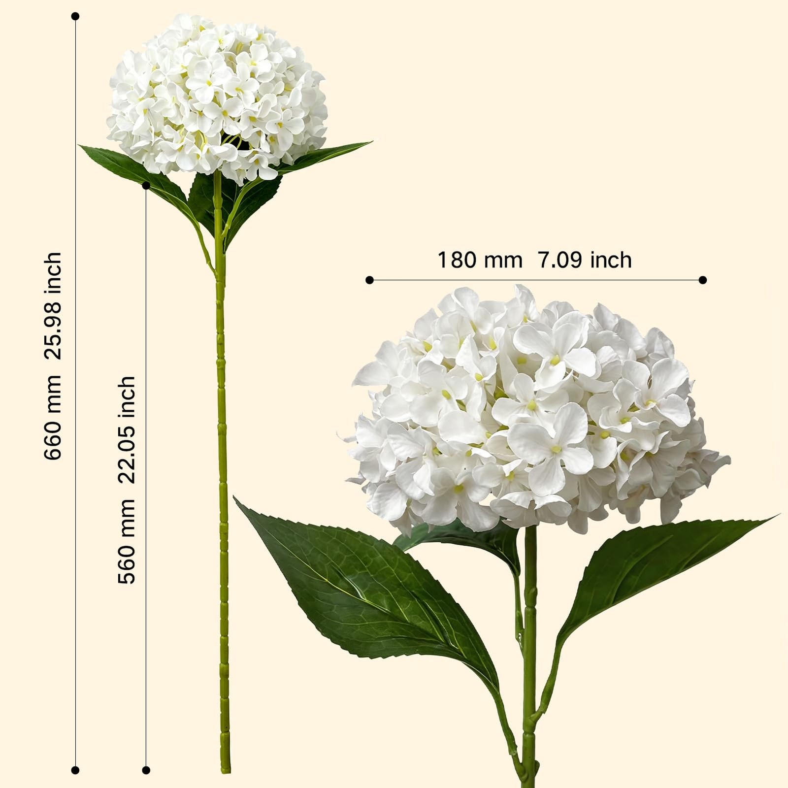 26’’ Real Touch White Silk Hydrangea Artificial Flowers, Large Lifelike Silk …