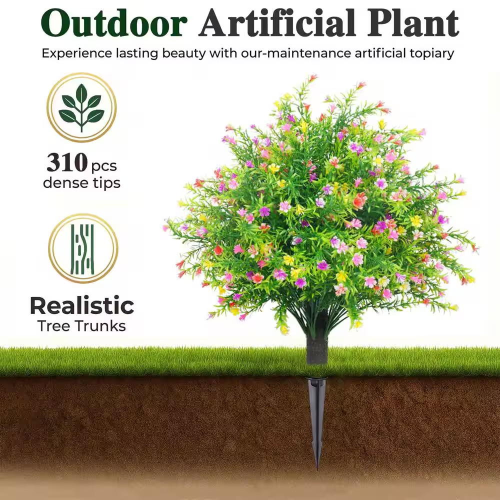 5 In. Orange Indoor/Outdoor Artificial Shrub UV Resistant Lifelike Topiary Plant