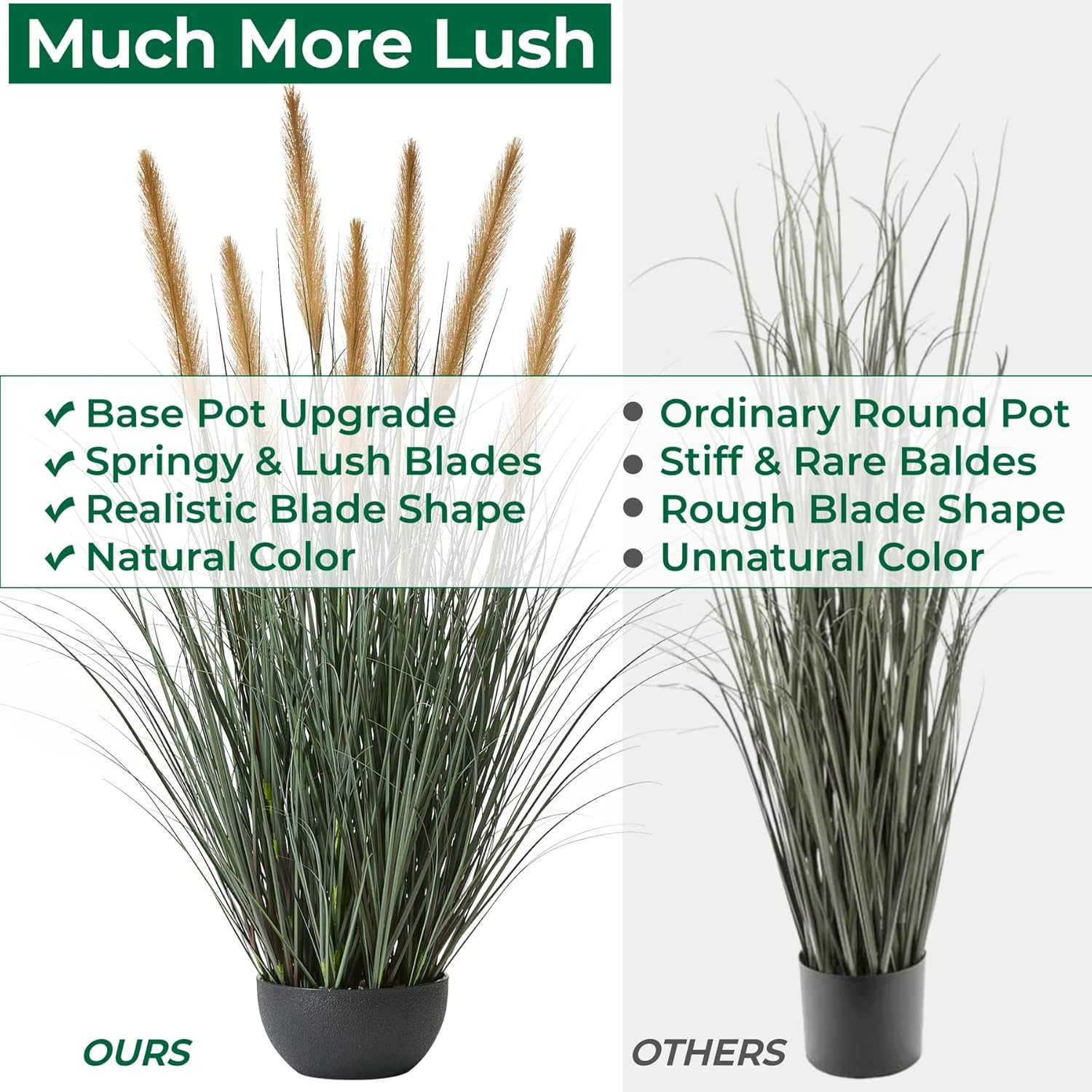 3Ft Faux Onion Grass Plant with Feathery Flowers – Indoor/Outdoor Decor