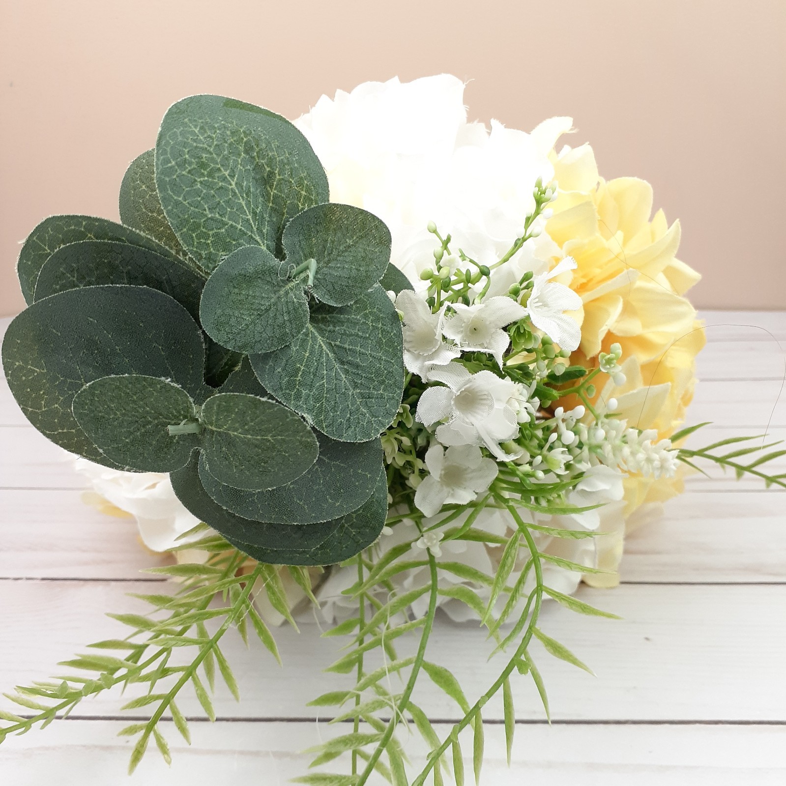 Flower Bouquet Spring Floral Decor Wedding Romantic White Yellow F11